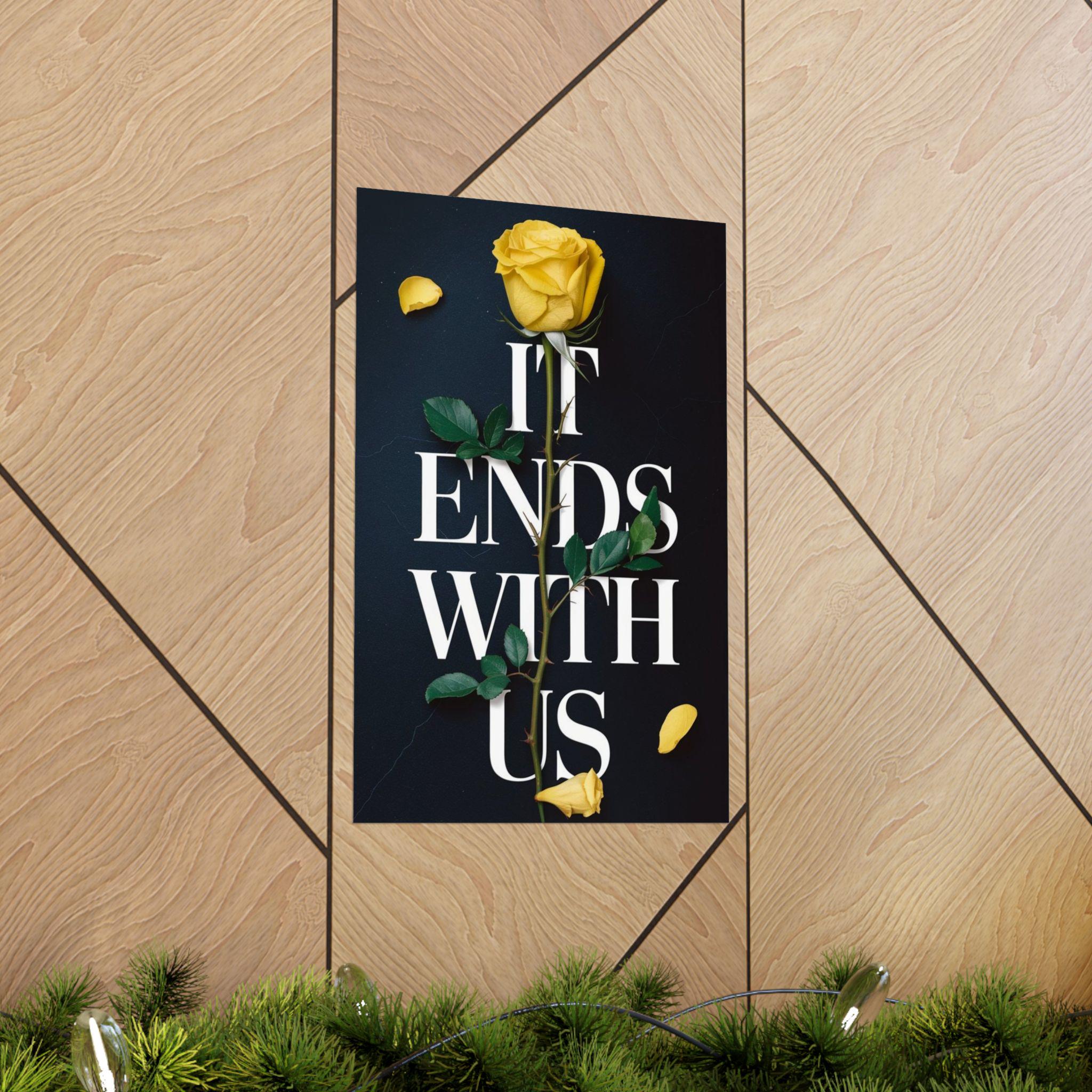 It Ends With Us Book Cover Poster - Yellow Rose & Thorns Illustration - Colleen Hoover Art Print - Gift for Readers