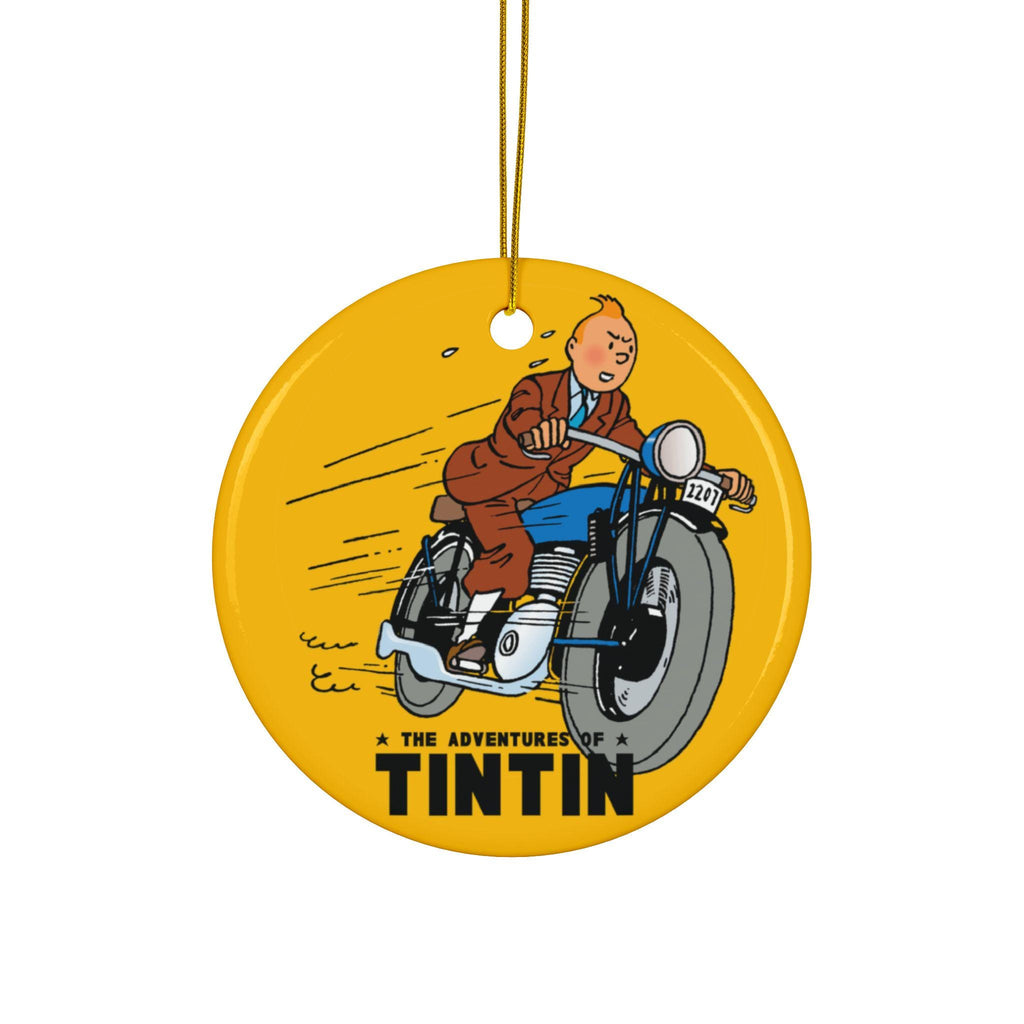 Tintin Ceramic Christmas Ornament | Double-Sided Holiday Tree Decoration for Comic Book Collectors
