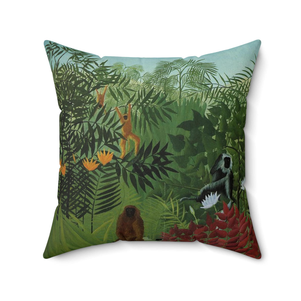 Henri Rousseau Pillow Tropical Forest with Apes and Snake, Art Lover's Home Decor, Artistic Square Throw Cushion, Perfect Decor Gift