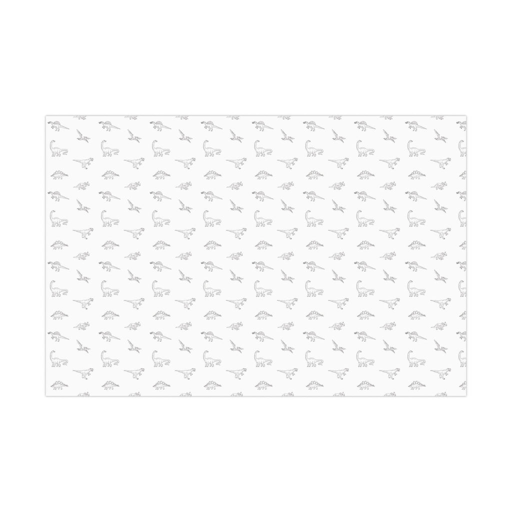Dinosaur Gift Wrap, Minimalist White Design, Versatile Wrapping Paper for Birthdays, Baby Shower, Newborns and More