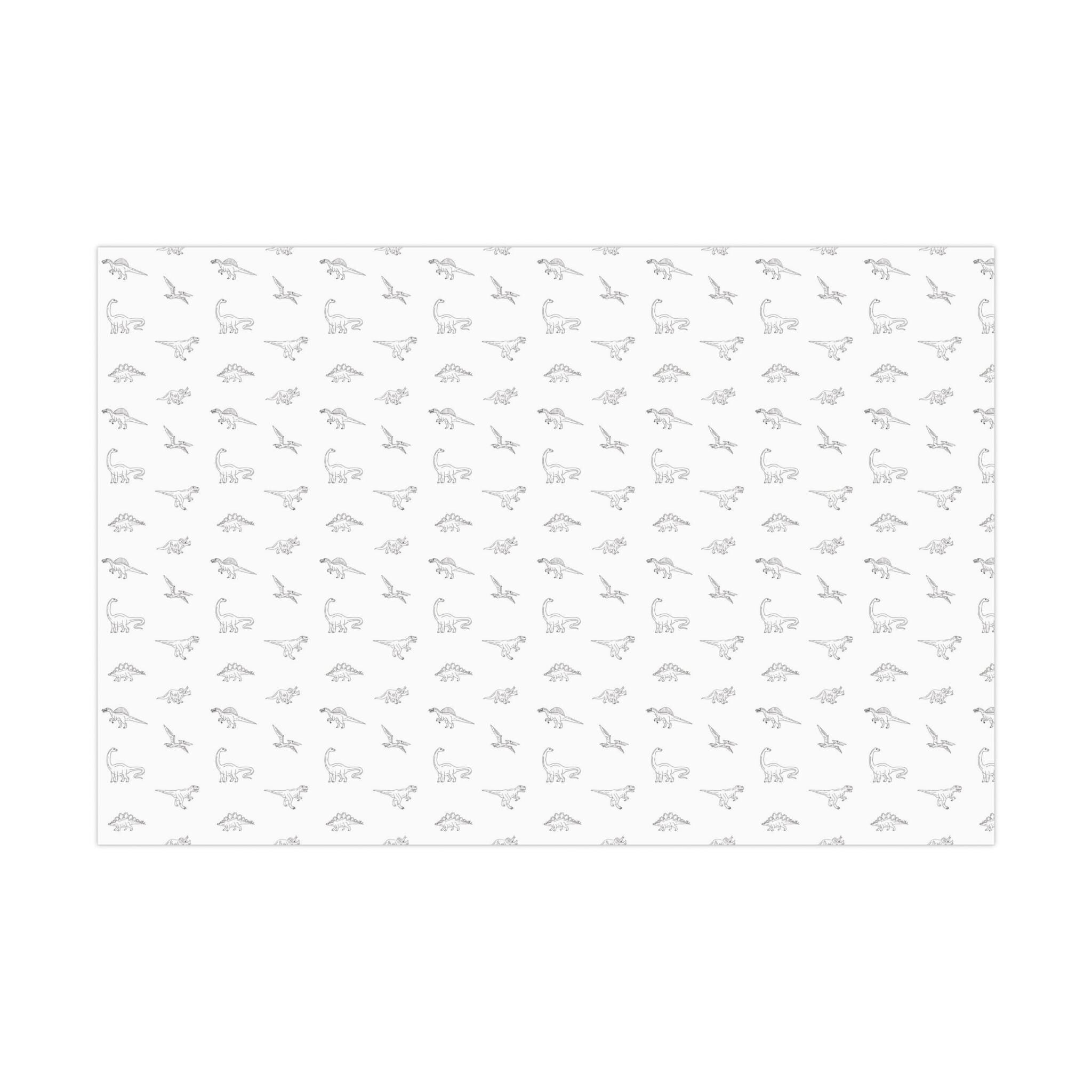Dinosaur Gift Wrap, Minimalist White Design, Versatile Wrapping Paper for Birthdays, Baby Shower, Newborns and More