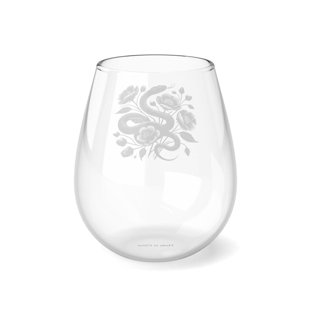 Gothic Glass for Water and Wine, Elegant Snake and Blooming Flowers, 11.75oz, Perfect for Holiday Decor, Year 2025, Halloween, Perfect Gift