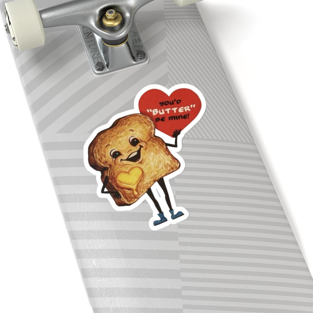 Funny Retro Romantic Sticker, Vintage St Valentines Day, Butter Be Mine Decal, Nostalgic Cute Heartfelt Toast for Loved Ones and Foodies