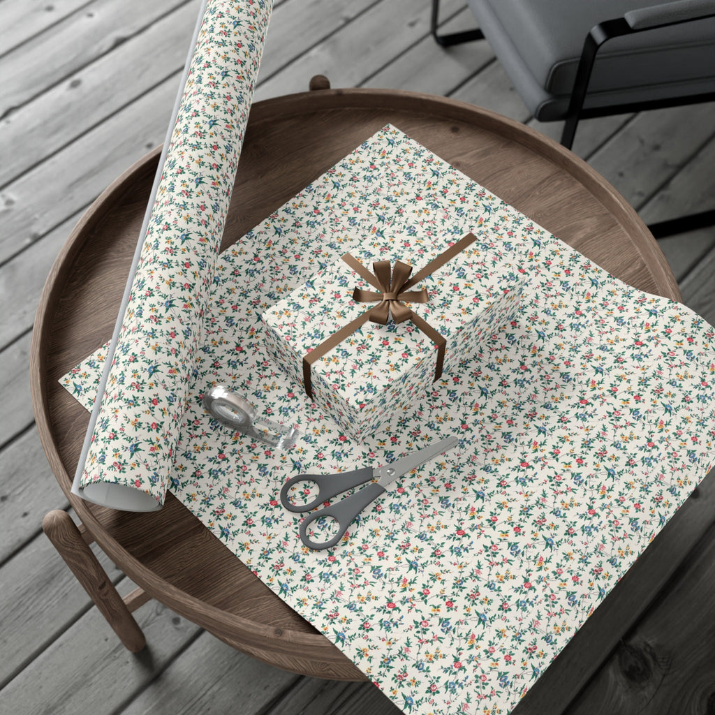 Elegant Wildflower Gift Wrap, Soft Beige Floral Wrapping Paper, Perfect for All Occasions, Eco Friendly Present