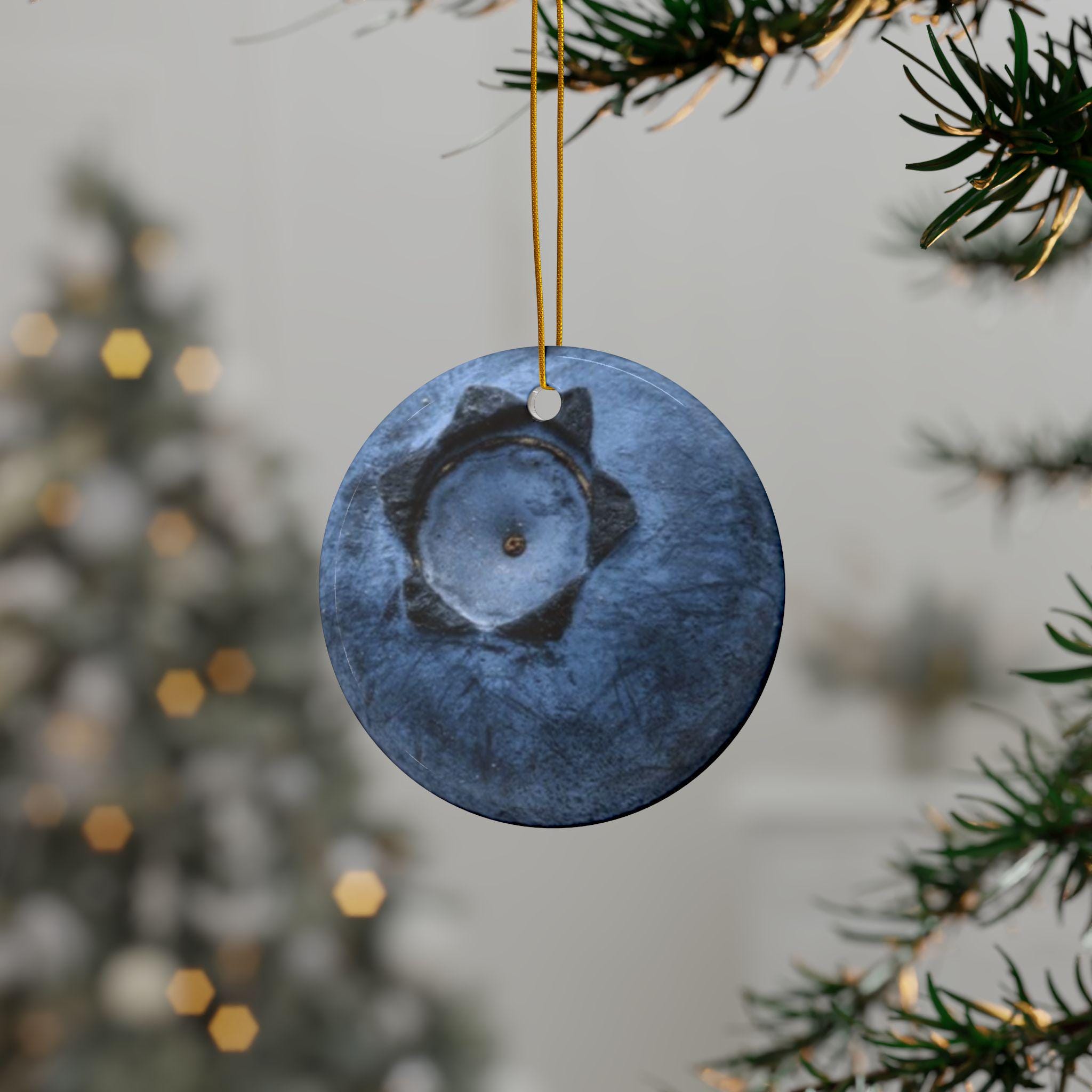 Blueberry Christmas Tree Ornament Ceramic Ornament | Double-Sided Holiday Decor | Flat Surface