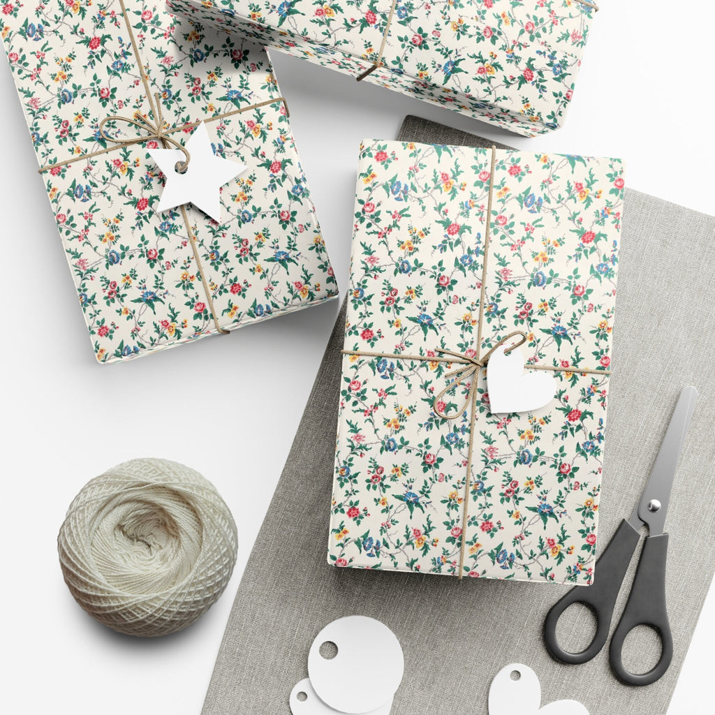 Elegant Wildflower Gift Wrap, Soft Beige Floral Wrapping Paper, Perfect for All Occasions, Eco Friendly Present