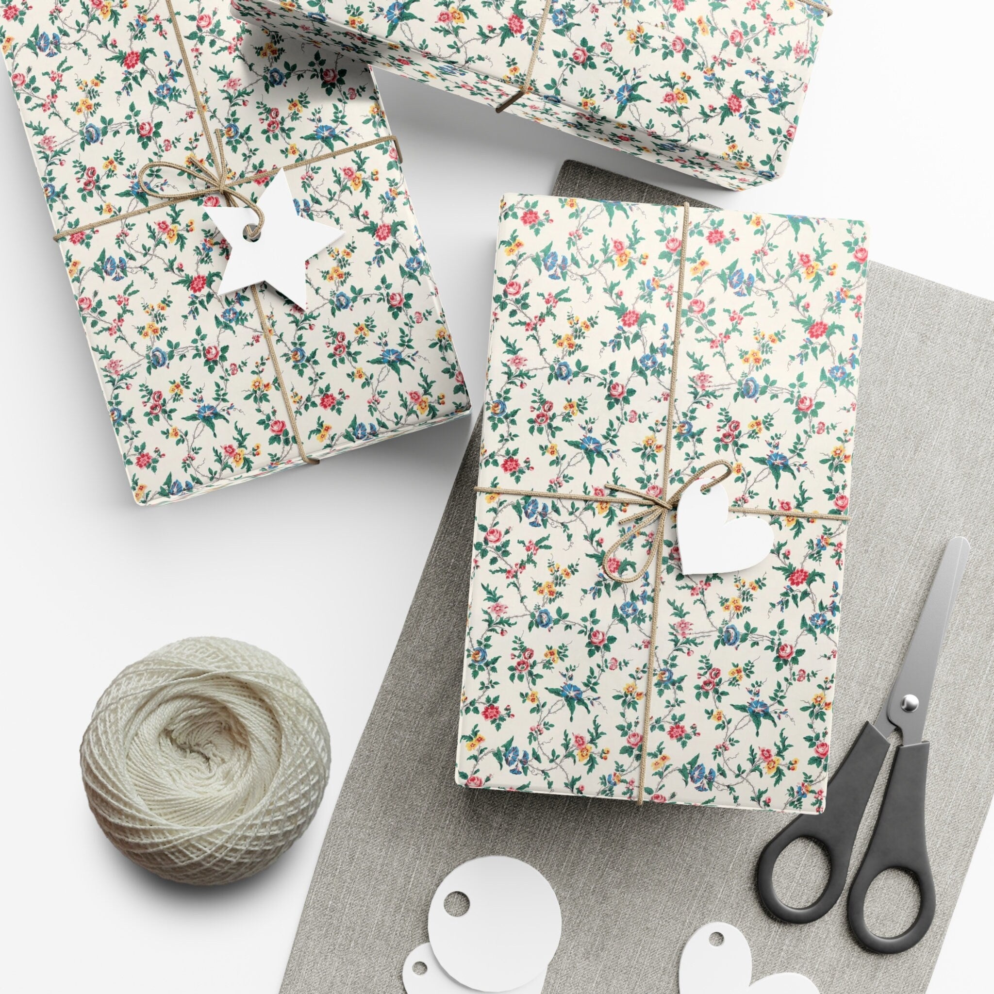 Elegant Wildflower Gift Wrap, Soft Beige Floral Wrapping Paper, Perfect for All Occasions, Eco Friendly Present