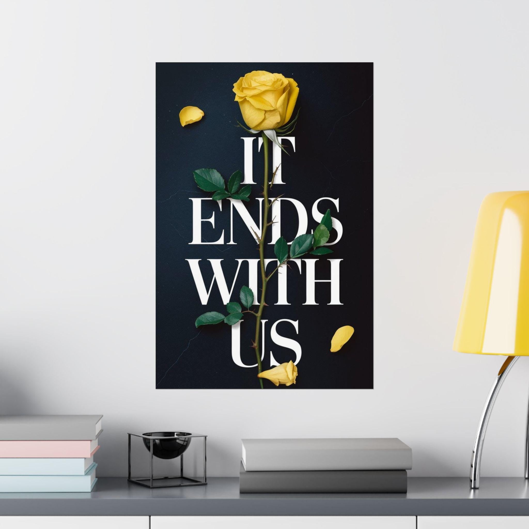 It Ends With Us Book Cover Poster - Yellow Rose & Thorns Illustration - Colleen Hoover Art Print - Gift for Readers