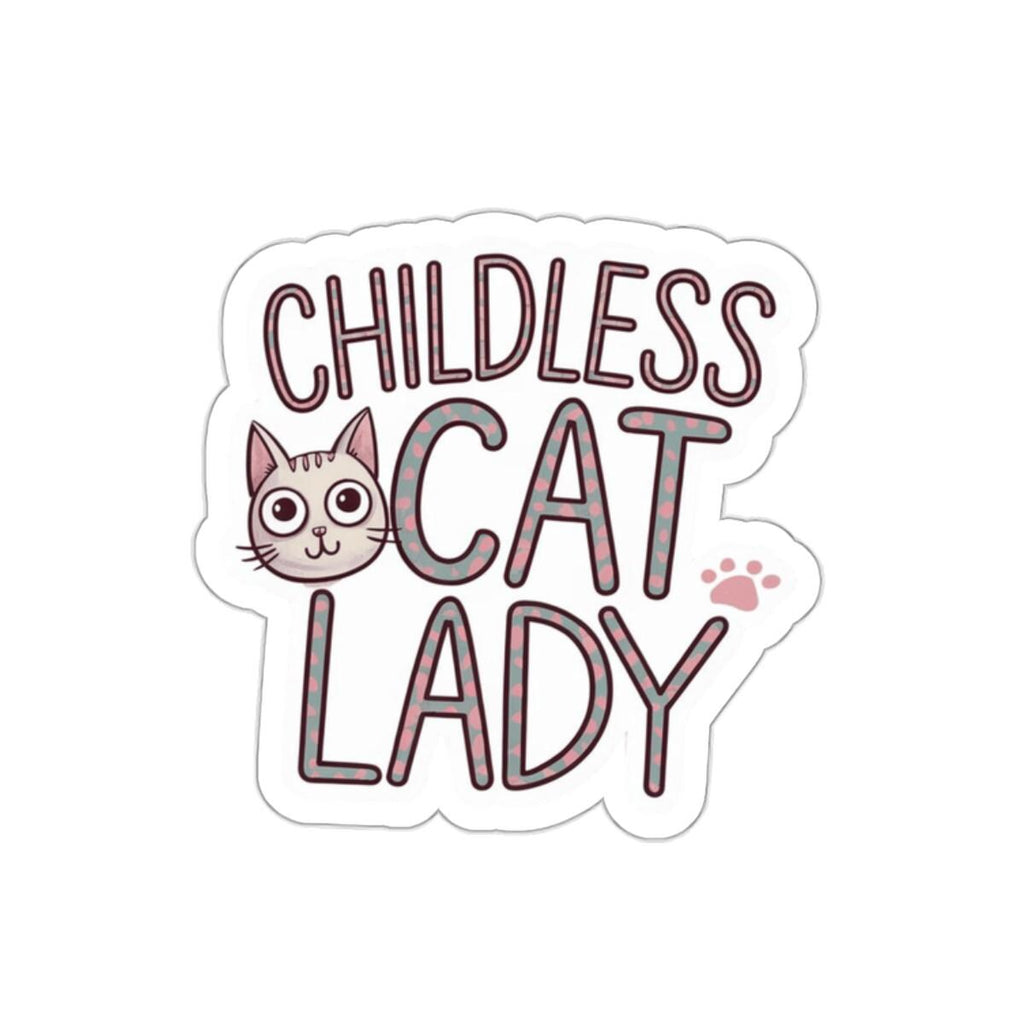 Sticker Childless Cat Lady, Cute Kitten Face on Pink, Cheeky Chic Girl Power Decal, Laptop and Water Bottle Decor, Best Gift for Friends