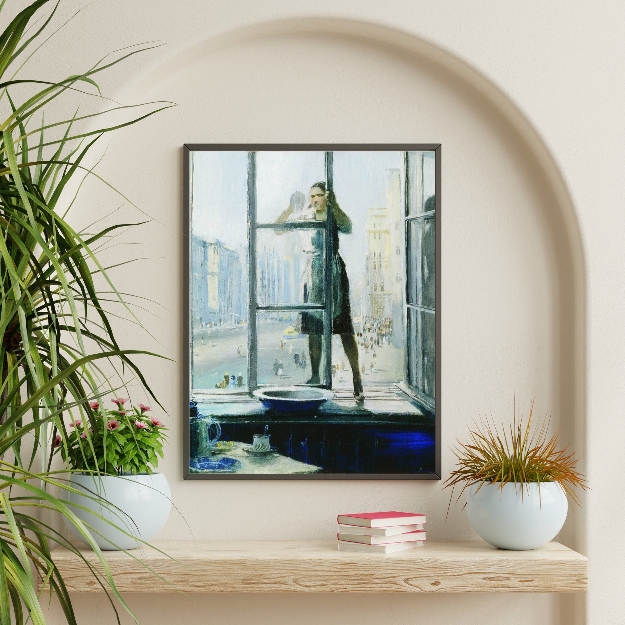 Spring Window by Yuri Pimenov Soviet Art Print Cultural Masterpiece Wall Decor Poster - Available in Large Sizes