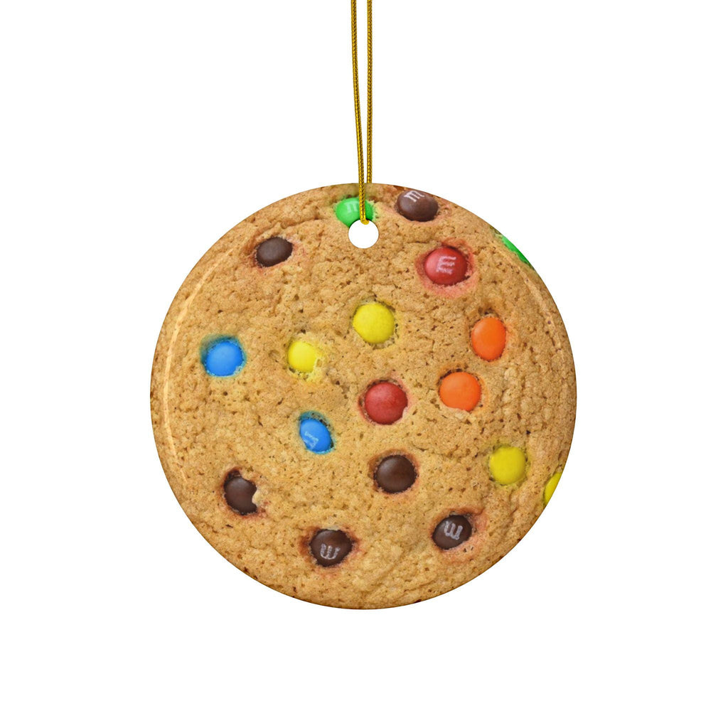 Realistic M and M Monster Cookie Christmas Ornament Double Sided Ceramic Foodie Tree Decor, Gift, Sweet Tooth, Holiday Lover, Flat Surface