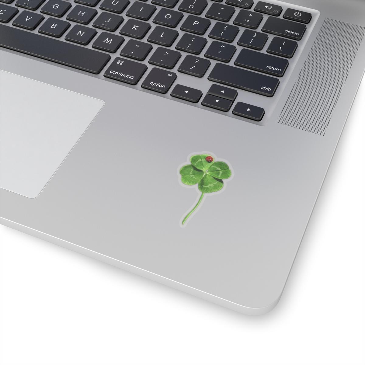 Lucky Clover Sticker, Good Luck Fortune Ladybug Decal, St Patrick Day Gift, Irish Theme, Holiday Decoration, Laptop Water Bottle Kindle