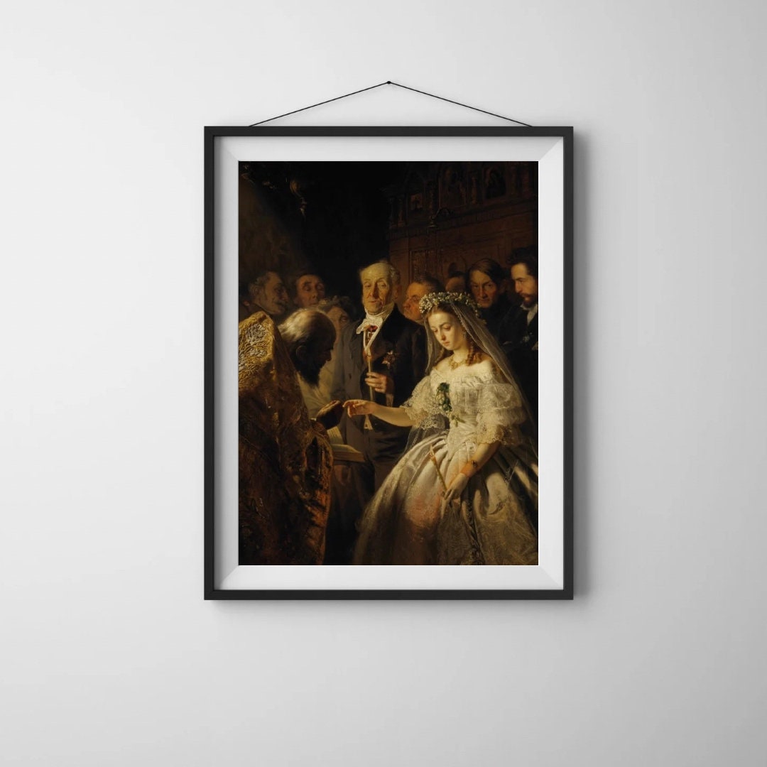 Unequal Marriage Print by Vasili Pukirev, Russian Fine Art