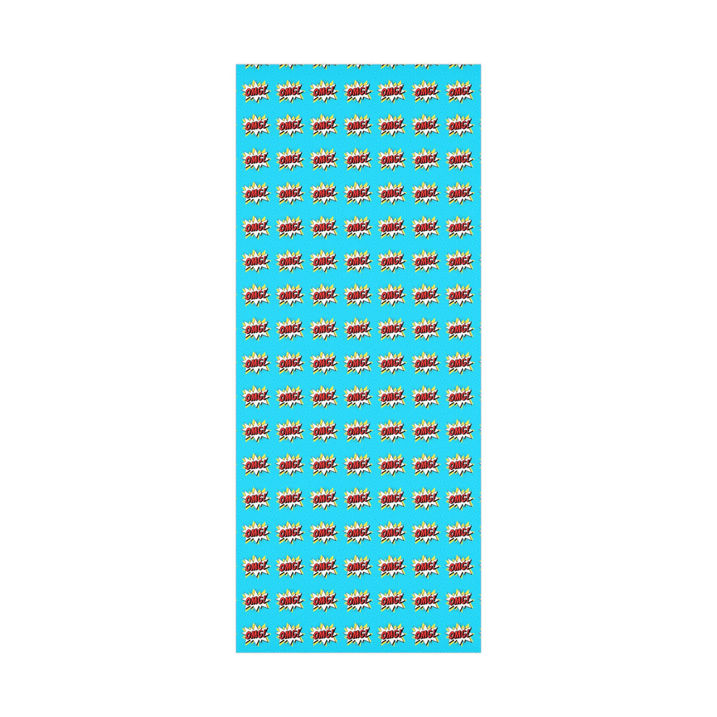 Retro Pop Art Wrapping Paper, Cartoon Speech Bubble on Bright Blue, Funky Gift Wrap, Gift Decoration for Friends