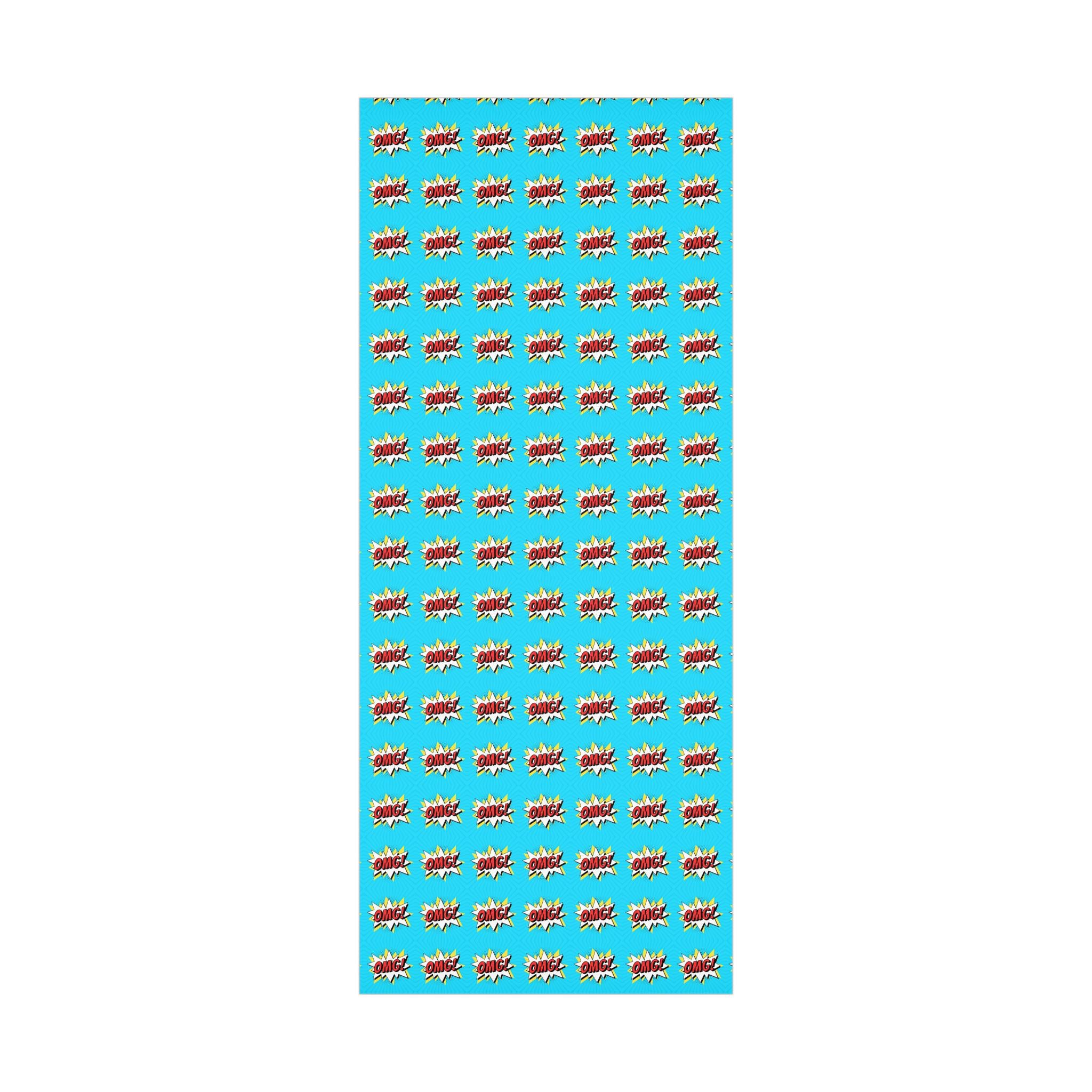 Retro Pop Art Wrapping Paper, Cartoon Speech Bubble on Bright Blue, Funky Gift Wrap, Gift Decoration for Friends