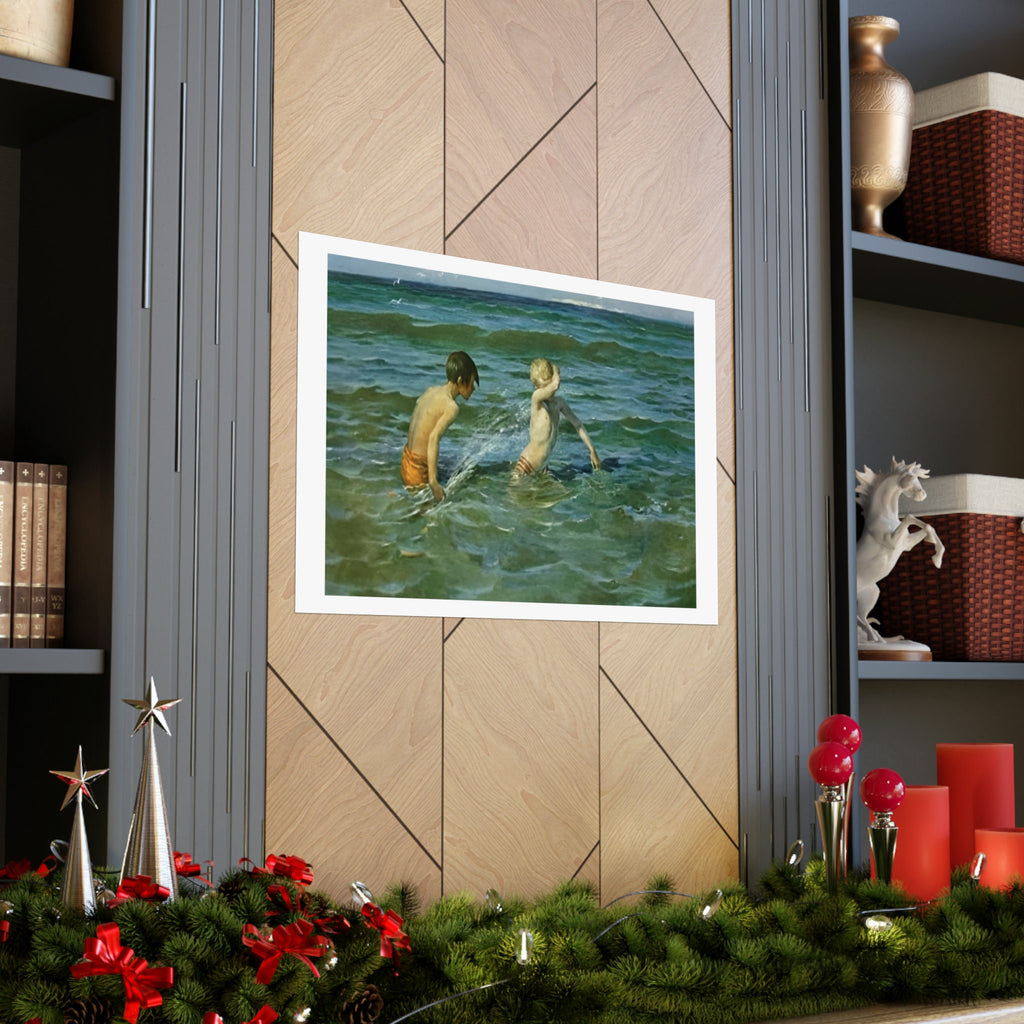 Virginie Demont-Breton Mousse et Terrien Coastal Art Poster, Sea Play Print, Rare Artistic Find