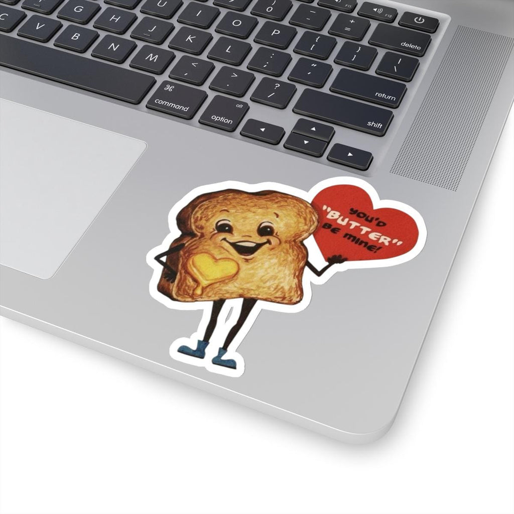 Funny Retro Romantic Sticker, Vintage St Valentines Day, Butter Be Mine Decal, Nostalgic Cute Heartfelt Toast for Loved Ones and Foodies