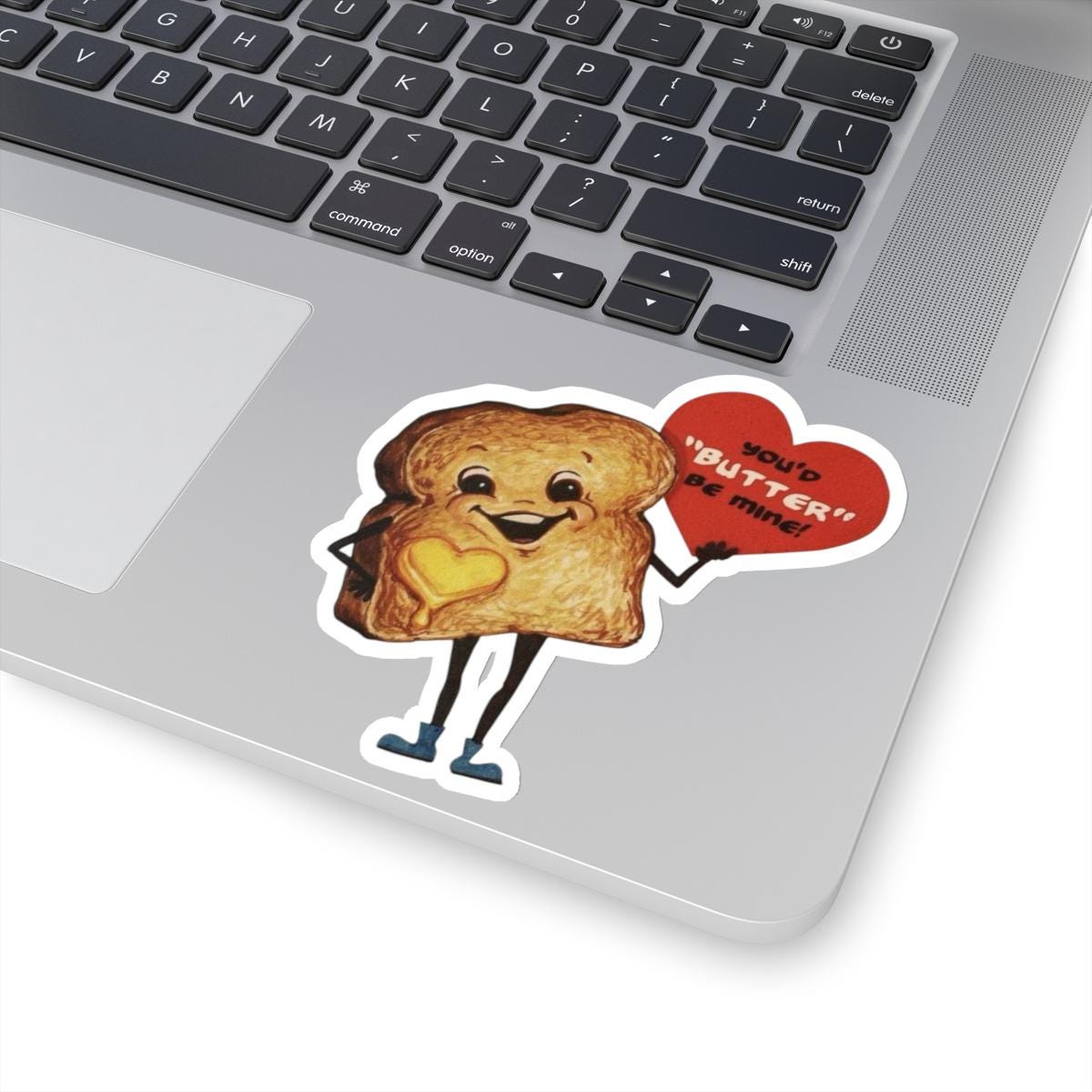 Funny Retro Romantic Sticker, Vintage St Valentines Day, Butter Be Mine Decal, Nostalgic Cute Heartfelt Toast for Loved Ones and Foodies