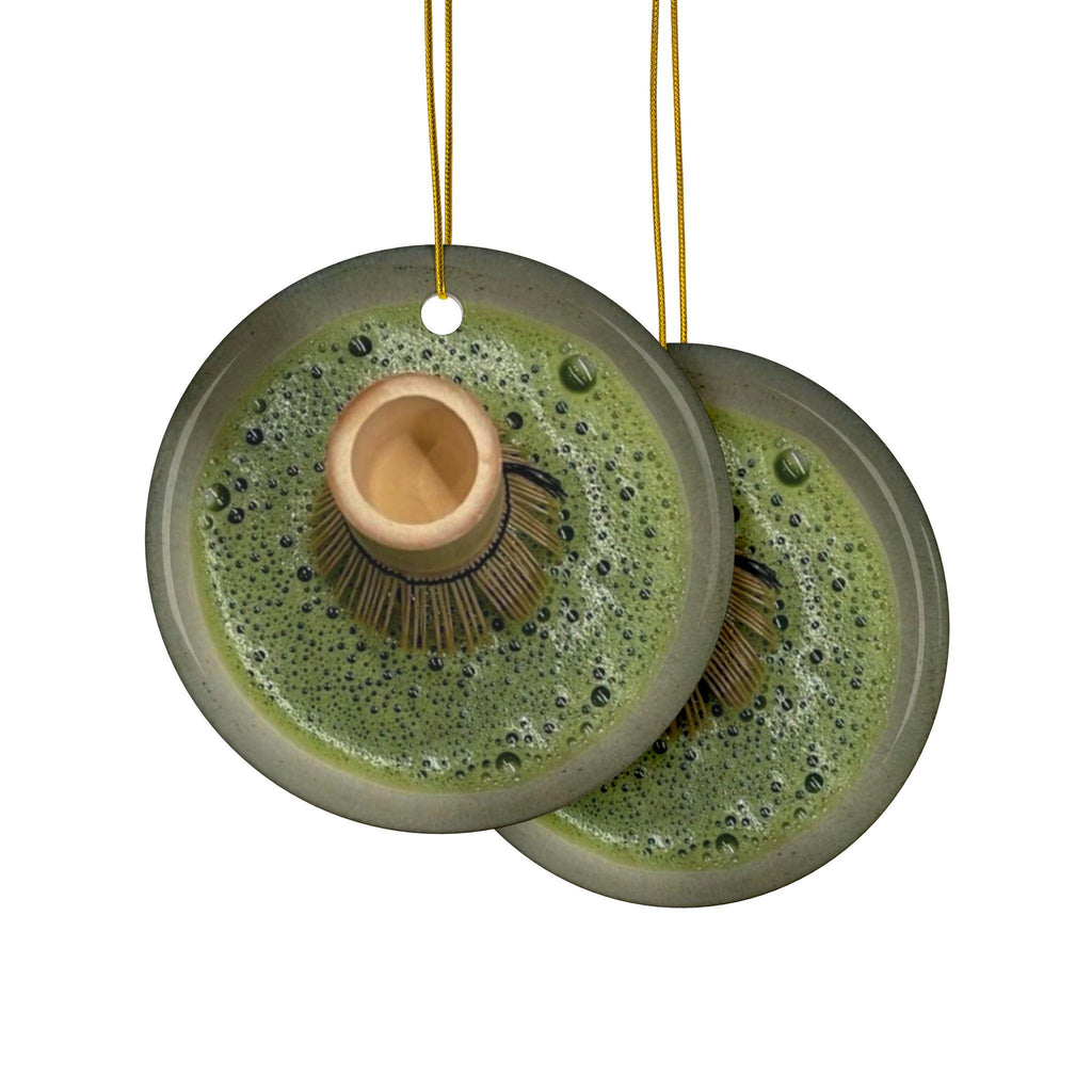 Matcha Ornament, Double Sided Holiday Decor for Matcha Green Tea Lovers and Enthusiasts, Christmas Tree Decoration, Best Gift - Flat Surface