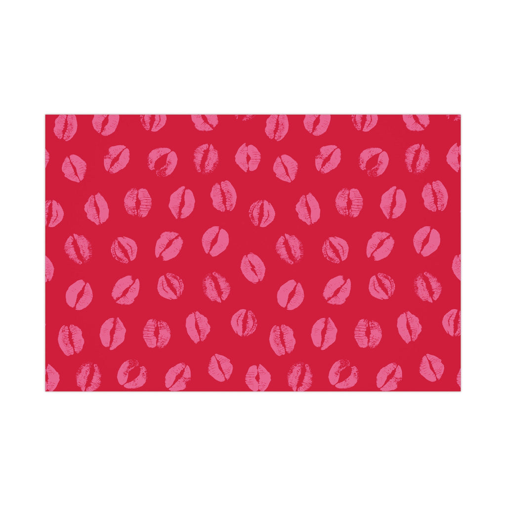 Chic Pink Lipstick Kisses Gift Wrap, Birthday Wrapping Paper, Stylish Red and Pink Design, Valentines Day Gift Decor