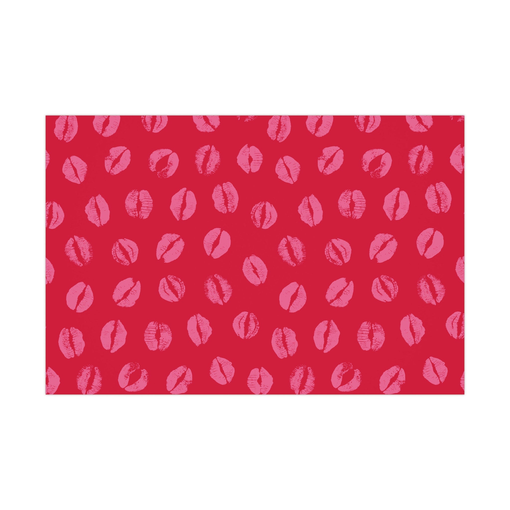 Chic Pink Lipstick Kisses Gift Wrap, Birthday Wrapping Paper, Stylish Red and Pink Design, Valentines Day Gift Decor