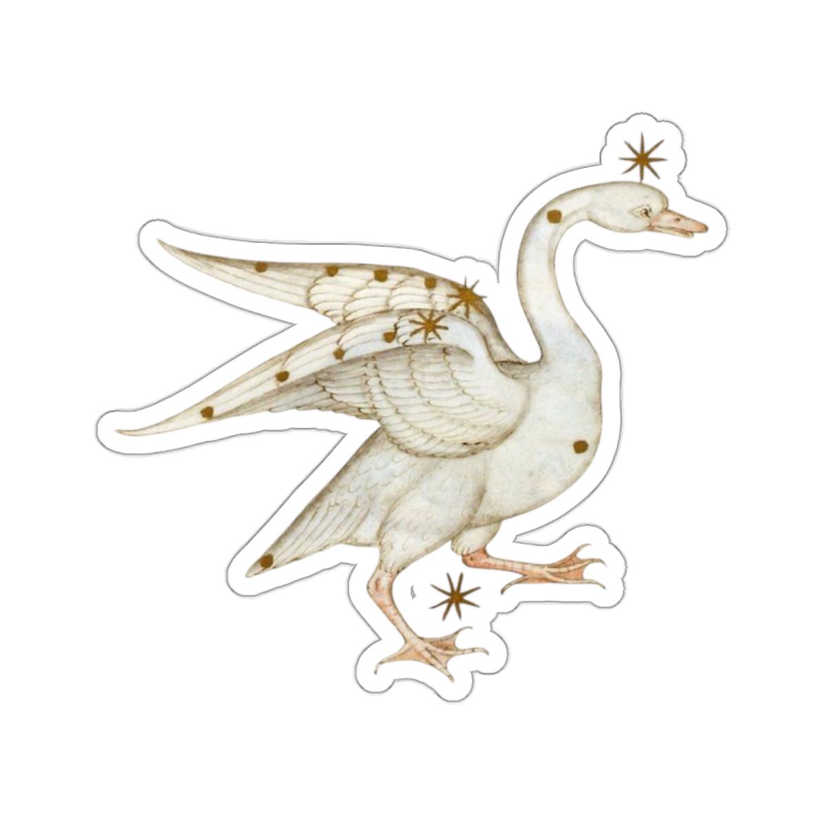 Medieval Art Swan Sticker, Mystical Magical Aesthetic, Cool Decal for Laptops, Water Bottles, Antique Gift