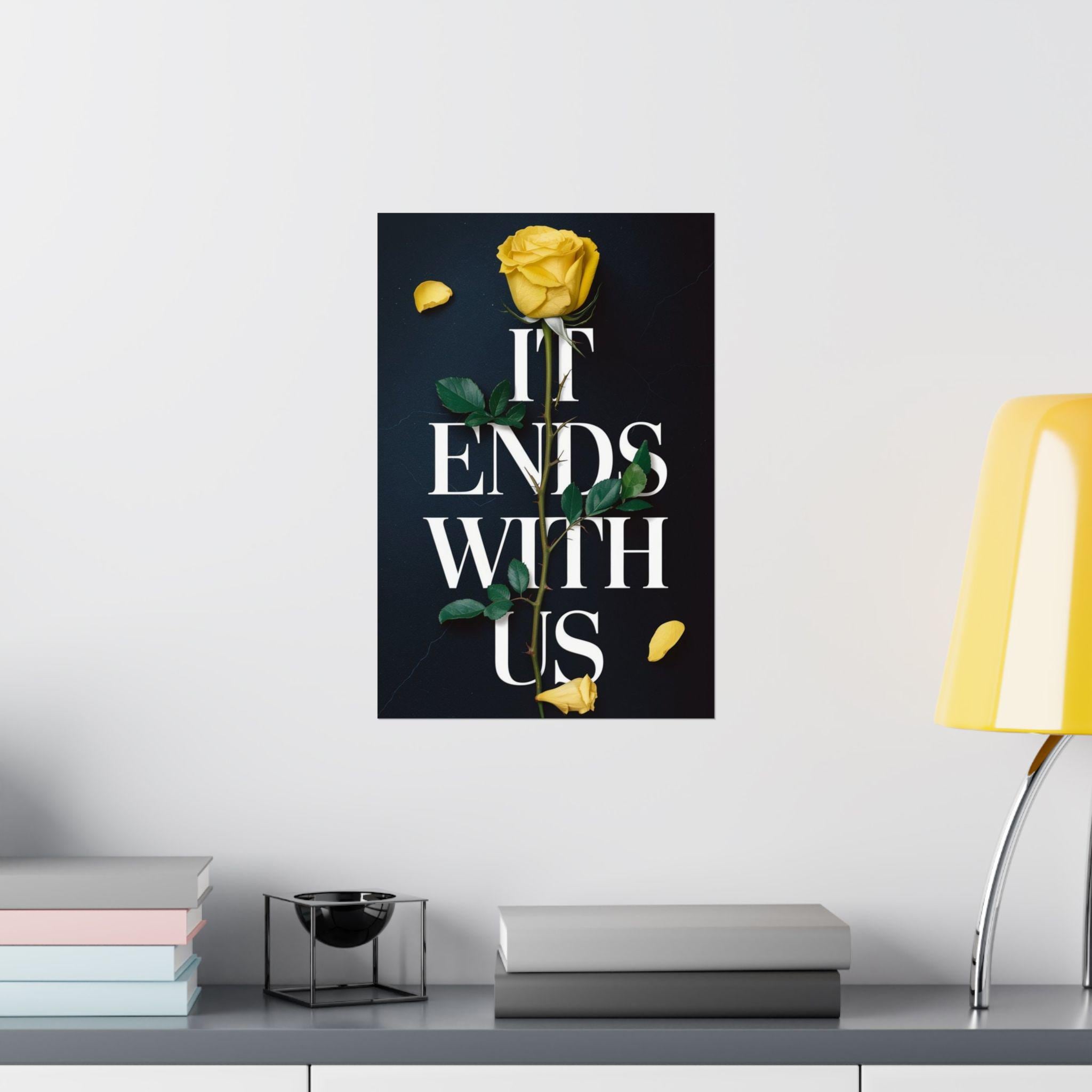 It Ends With Us Book Cover Poster - Yellow Rose & Thorns Illustration - Colleen Hoover Art Print - Gift for Readers
