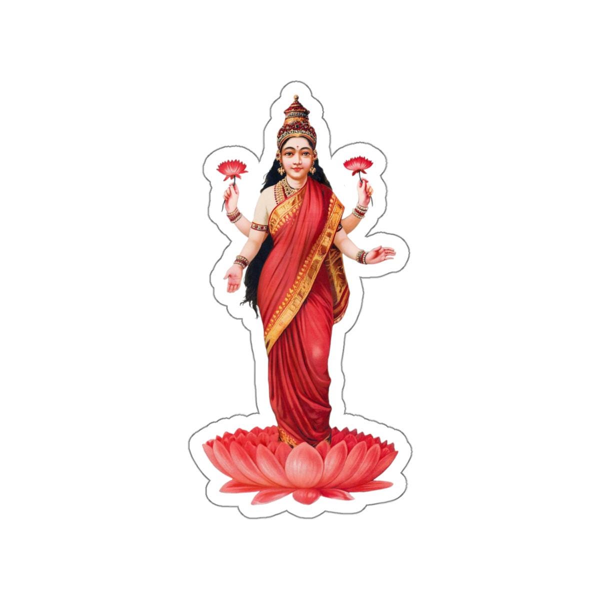 Lakshmi Hindu Goddess Decal Sticker, Perfect for Laptop and Water Bottle, Great Gift
