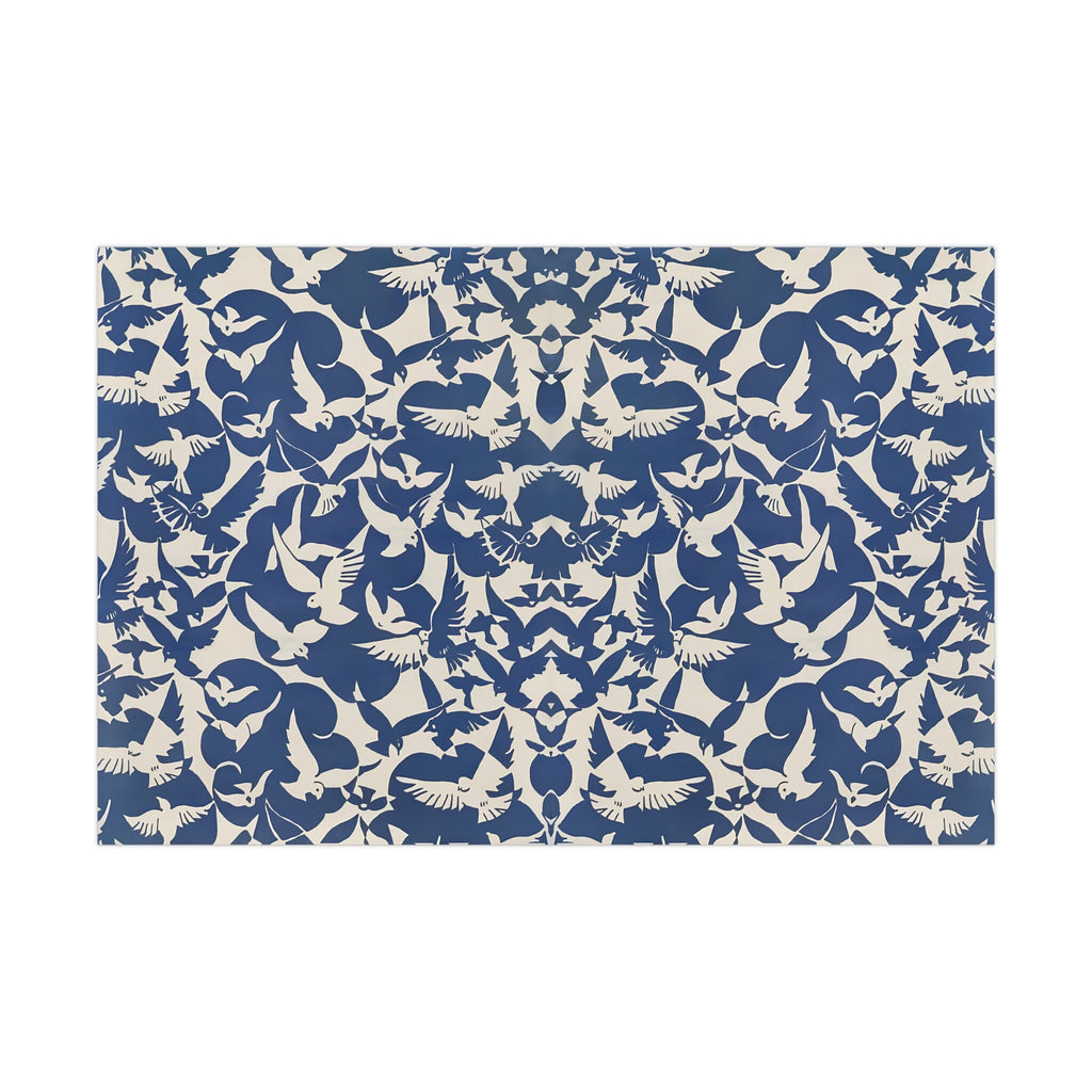 Vintage Pigeon Bird Pattern Birthday Gift Wrapping Paper - Elegant Blue and White Design, Classic Gift Wrap - Eco Friendly
