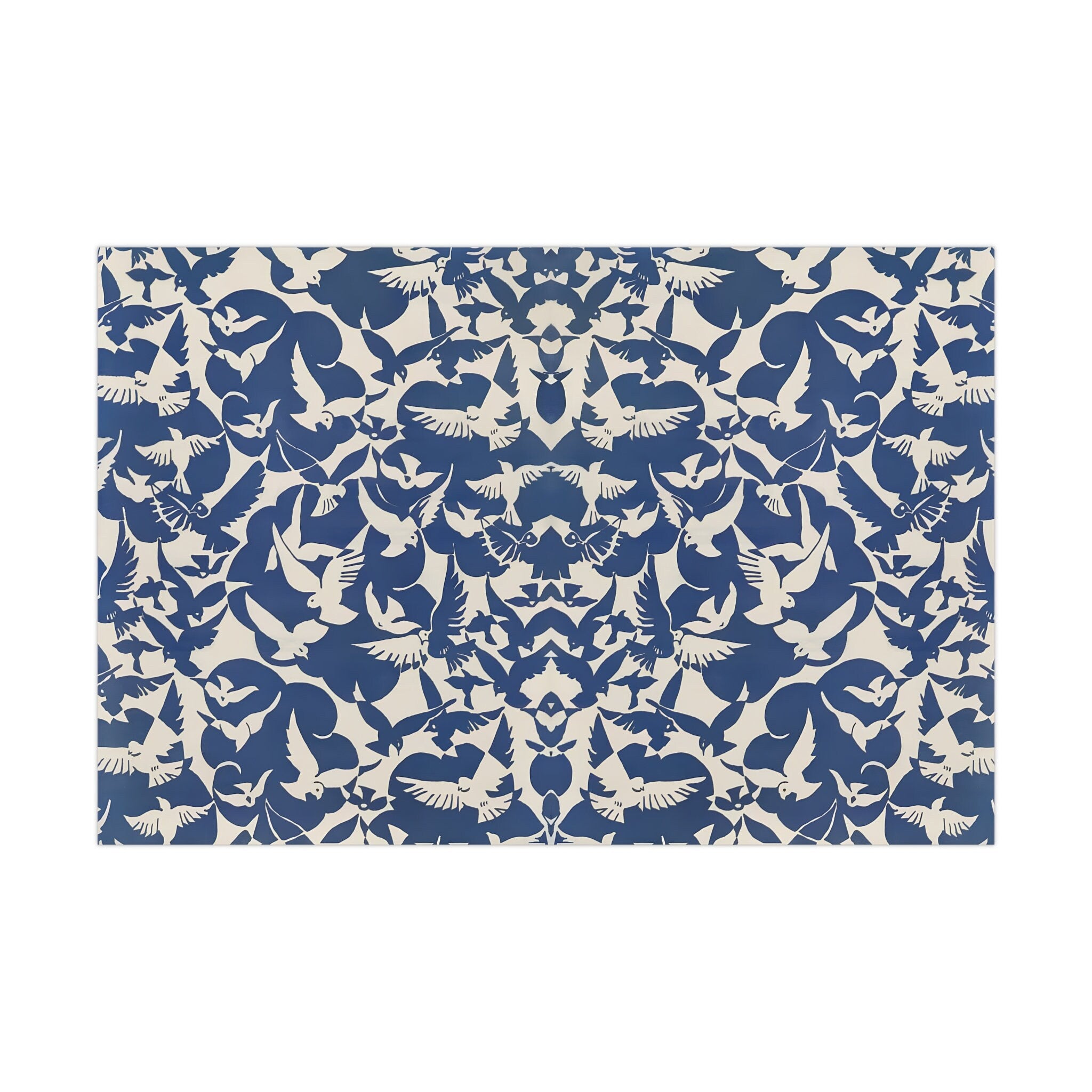 Vintage Pigeon Bird Pattern Birthday Gift Wrapping Paper - Elegant Blue and White Design, Classic Gift Wrap - Eco Friendly