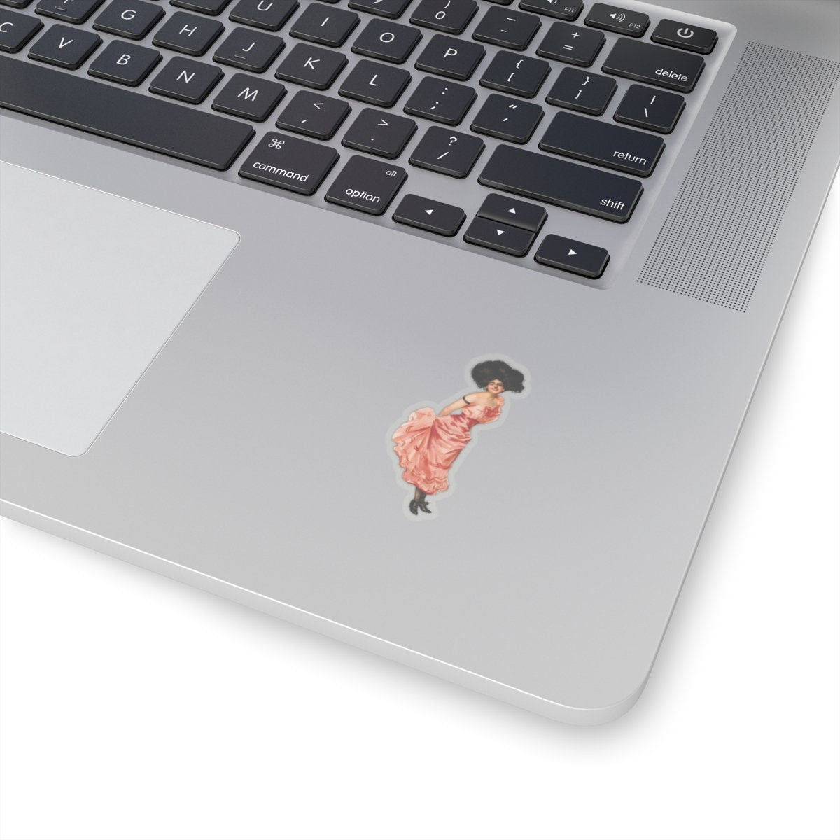 Victorian Coquette Lady Sticker in Pink Dress, Vintage Style Kiss Cut Decal, Elegant Feminine Decor, Gift for Her