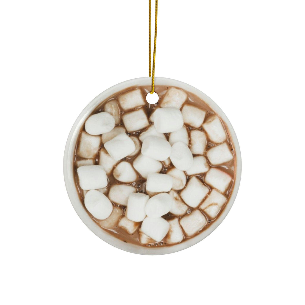 Hot Chocolate Illustration Ornament Ceramic Ornament | Flat Surface Print Double-Sided Christmas Holiday Decor