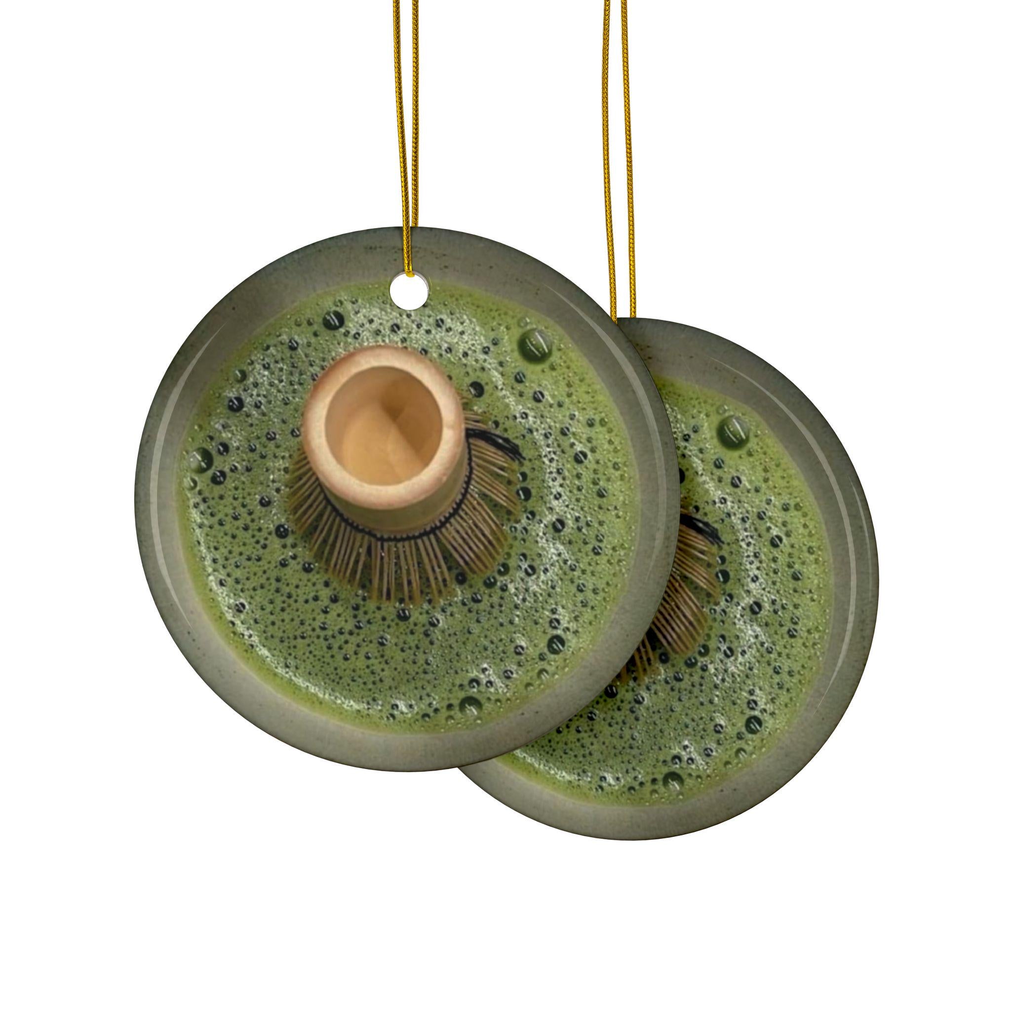 Matcha Ornament, Double Sided Holiday Decor for Matcha Green Tea Lovers and Enthusiasts, Christmas Tree Decoration, Best Gift - Flat Surface