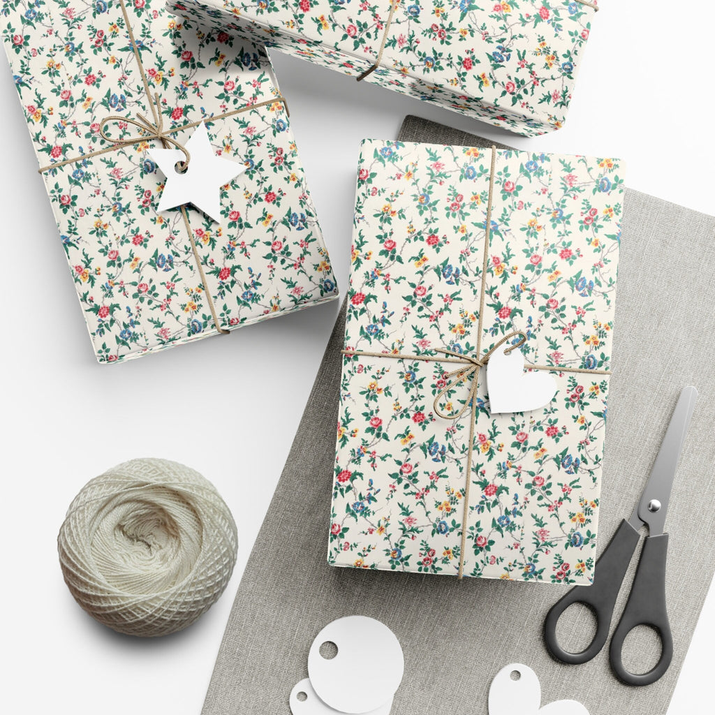 Elegant Wildflower Gift Wrap, Soft Beige Floral Wrapping Paper, Perfect for All Occasions, Eco Friendly Present