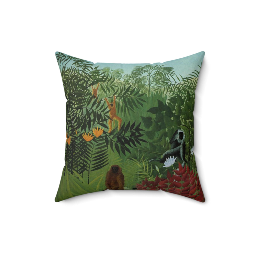 Henri Rousseau Pillow Tropical Forest with Apes and Snake, Art Lover's Home Decor, Artistic Square Throw Cushion, Perfect Decor Gift
