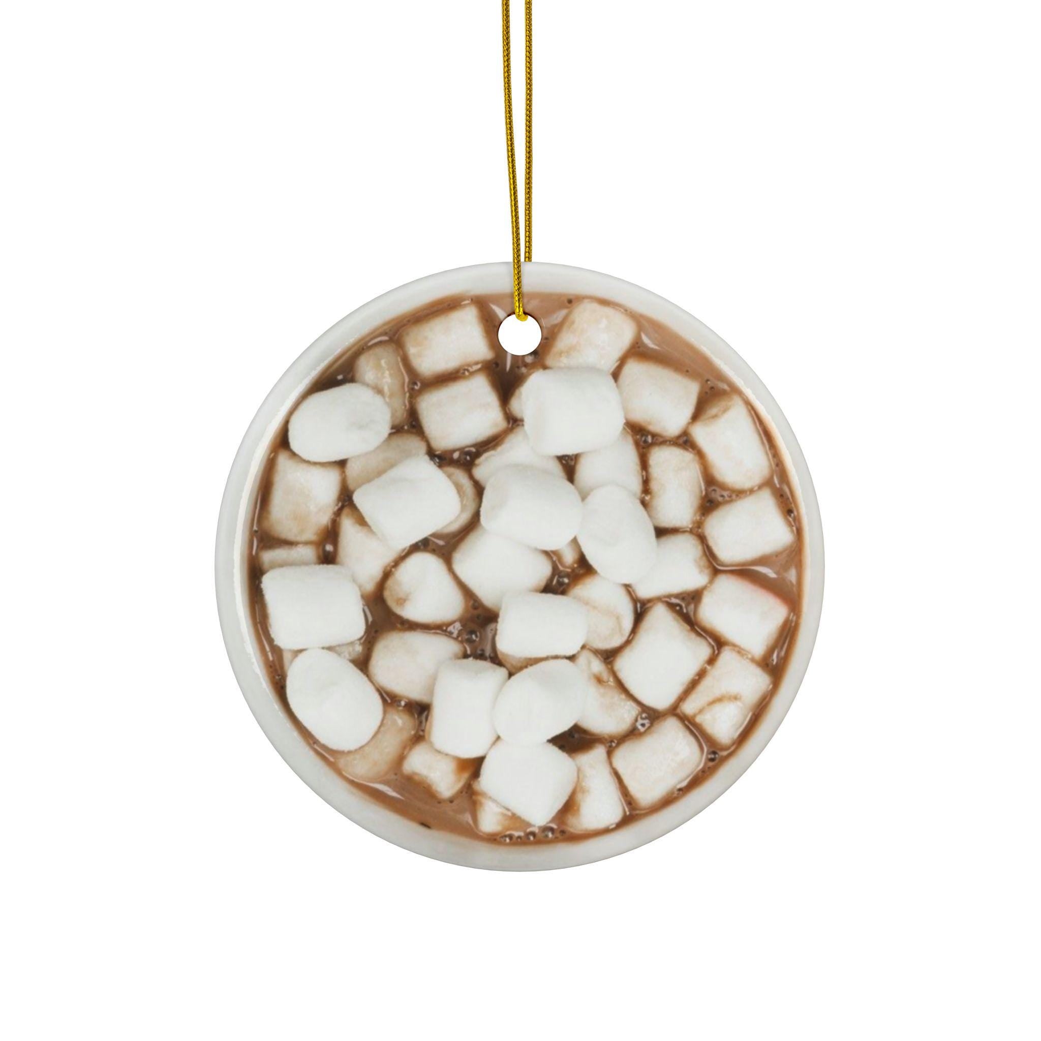 Hot Chocolate Illustration Ornament Ceramic Ornament | Flat Surface Print Double-Sided Christmas Holiday Decor