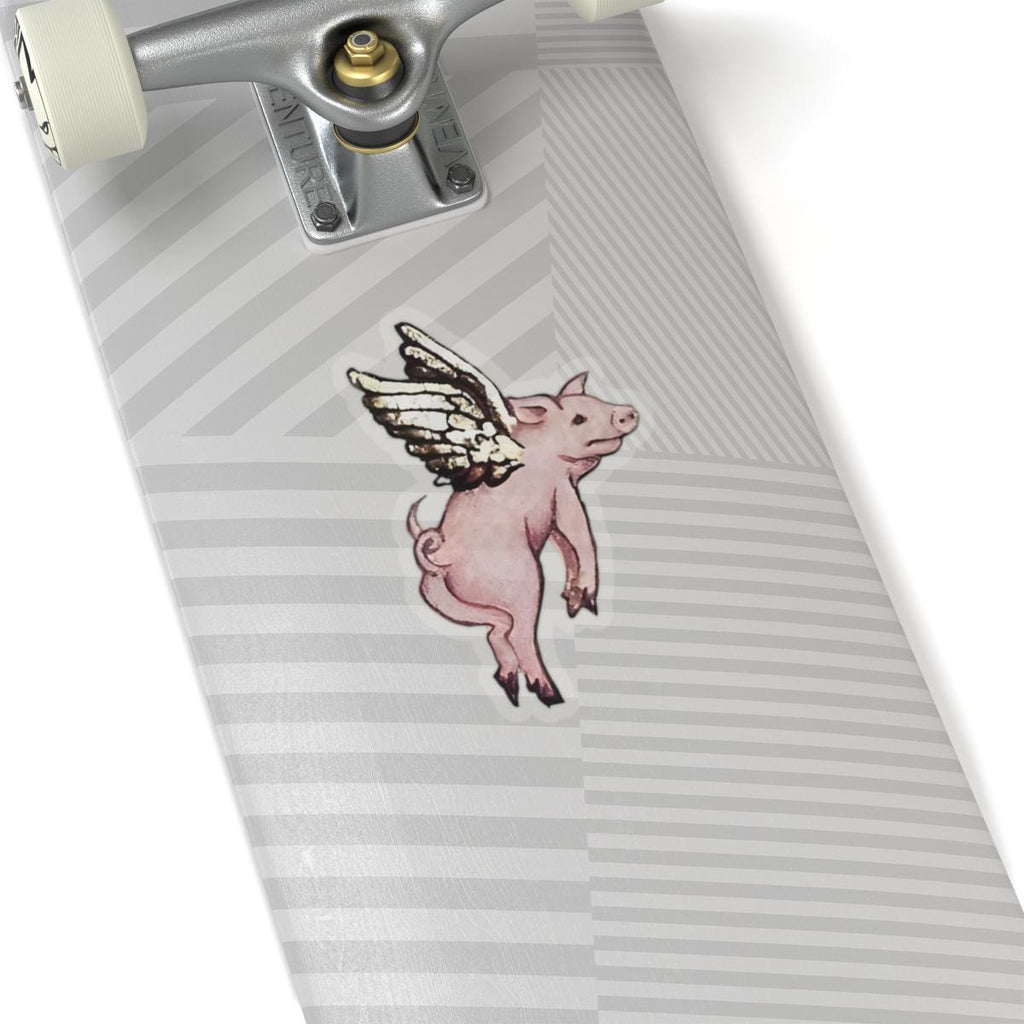 Medieval Flying Pig Vinyl Sticker | Fantasy Art Decal for Laptop, Water Bottle & Journal