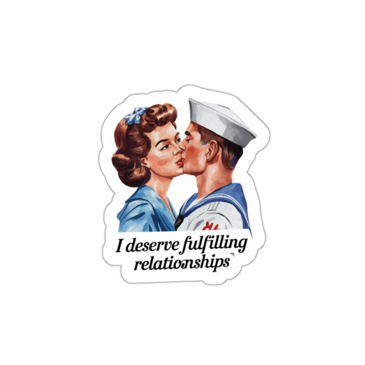 Affirmation Sticker, Attract and Manifest Love, Retro Romance Decal, Inspired by Iconic Kiss, Great Gift for Single Friends