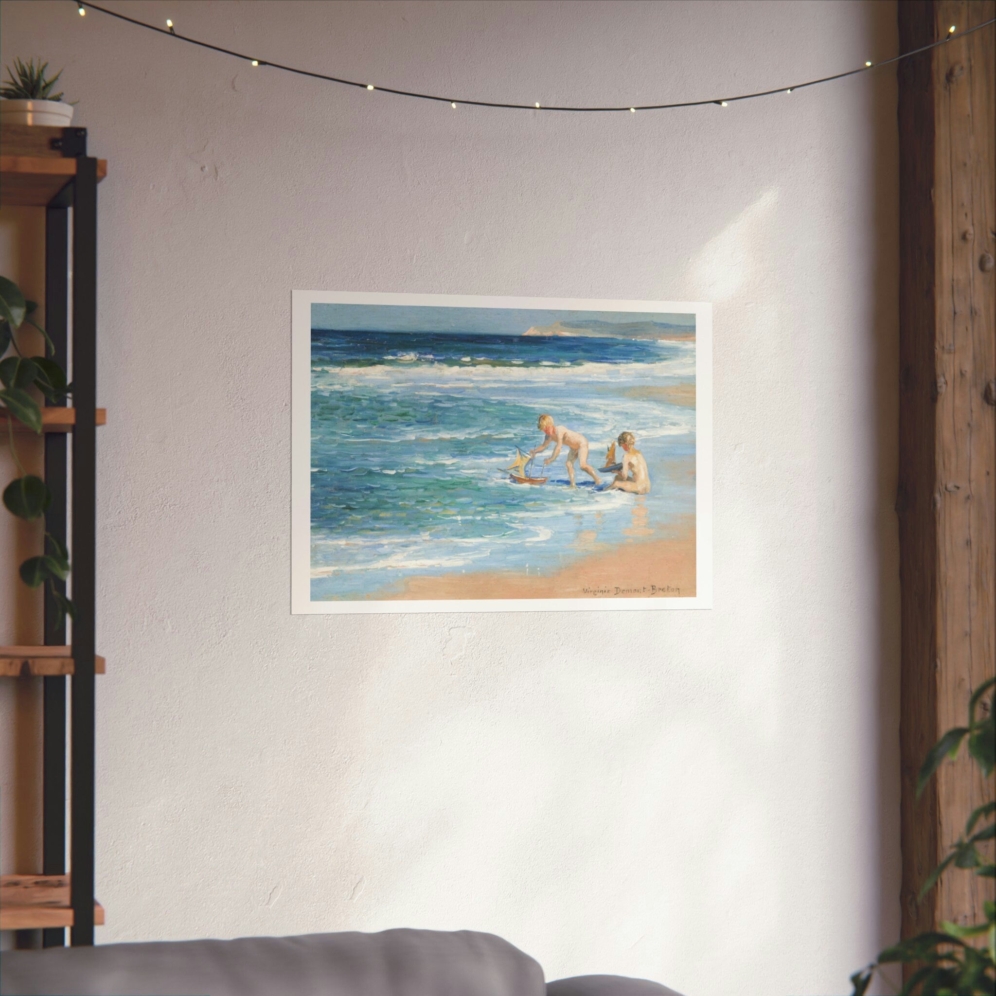 Virginie Demont-Breton The Little Boats Print, Enhanced Beach Scene, Children's Maritime Adventures Art Poster