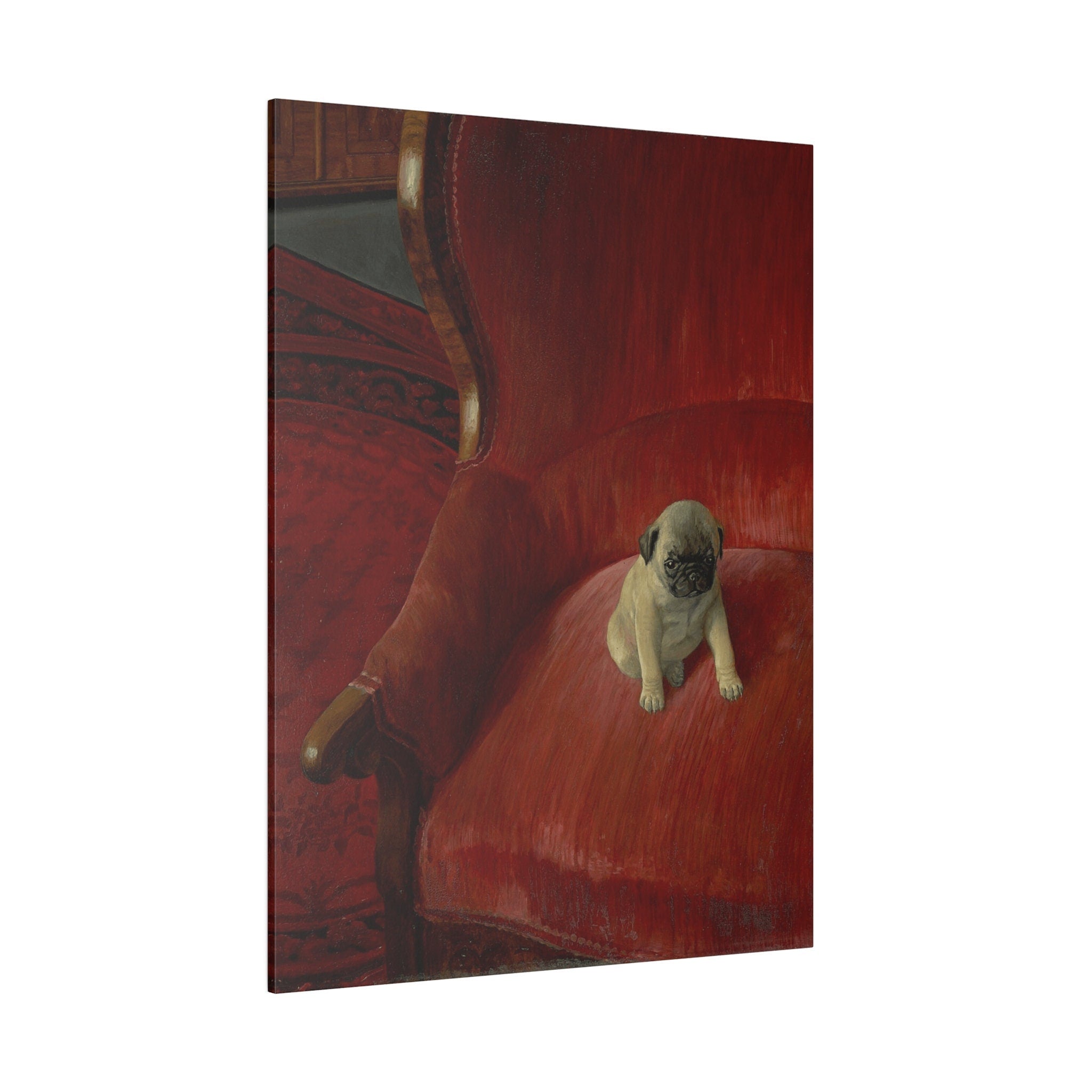 Thomas Heine Siegfried Canvas Print, French Bulldog on Red Chair, Jugendstil Inspired Canvas Art, Perfect Gift for Dog Lovers