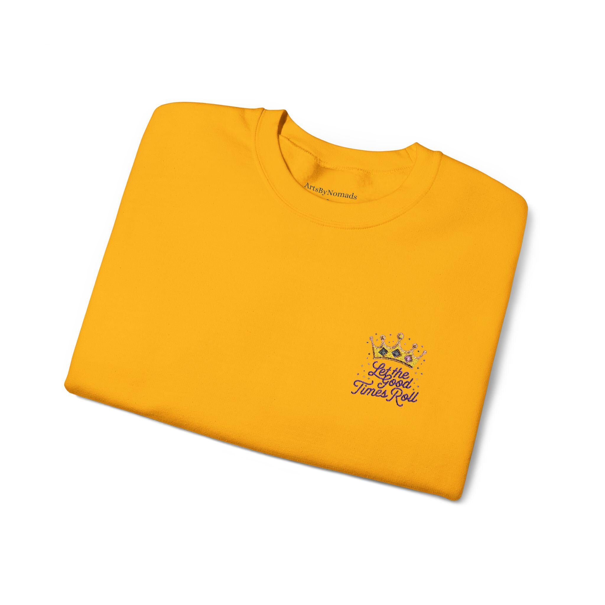 Mardi Gras Crown Embroidered Sweatshirt, Let the Good Times Roll, Unisex Jumper, Stylish Cursive Font, Heavy Blend Crewneck, Minimalist