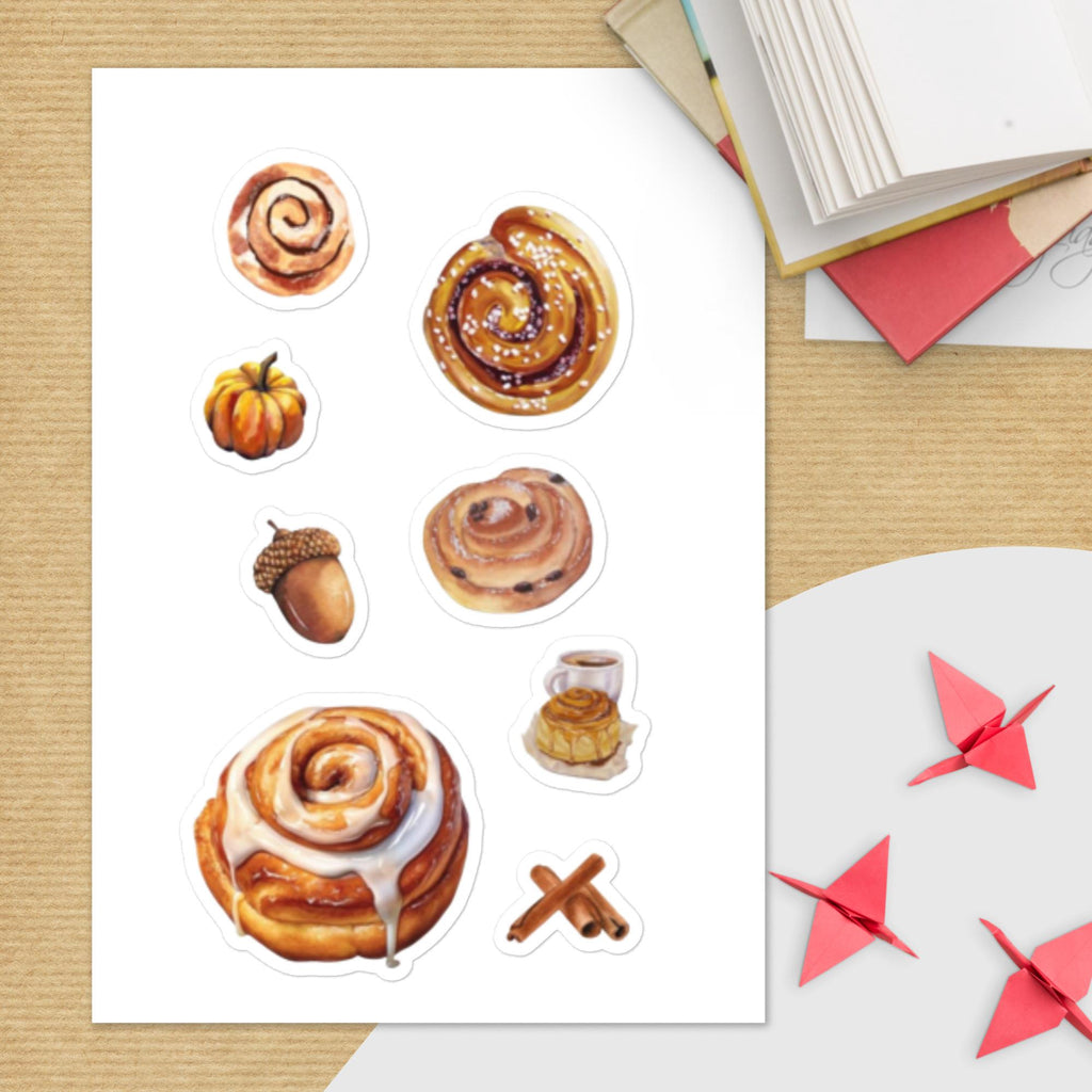 Cozy Autumn Sticker Sheet, Pumpkin, Cinnamon Bun, Coffee, Perfect Fall Aesthetic for Notebooks, Laptops, Water Bottle