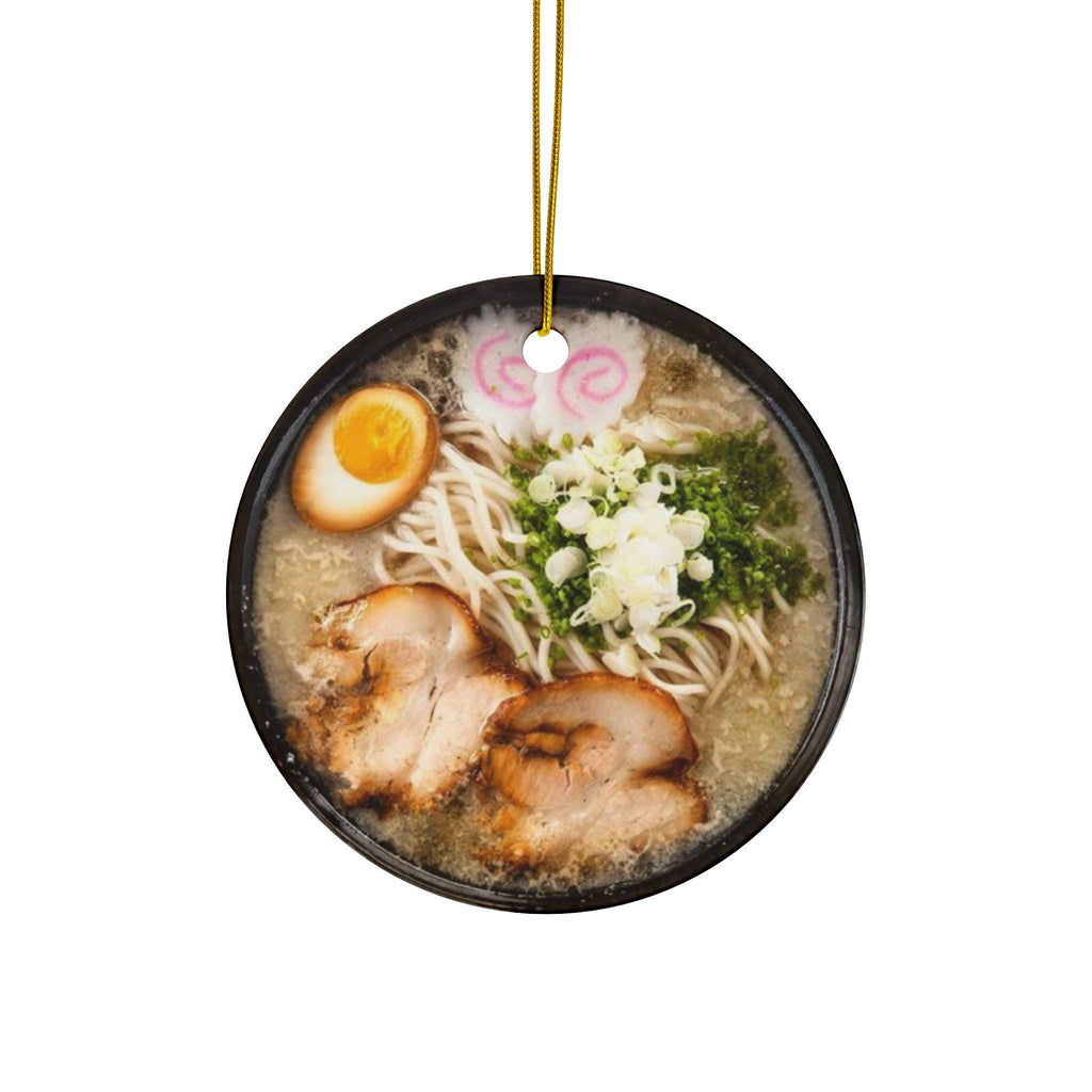 Japanese Ramen Ornament, Double-Sided Ceramic Decoration for Christmas Tree, Holiday Gift, Kitchen Decor, Gift for Foodies, Flat Surface