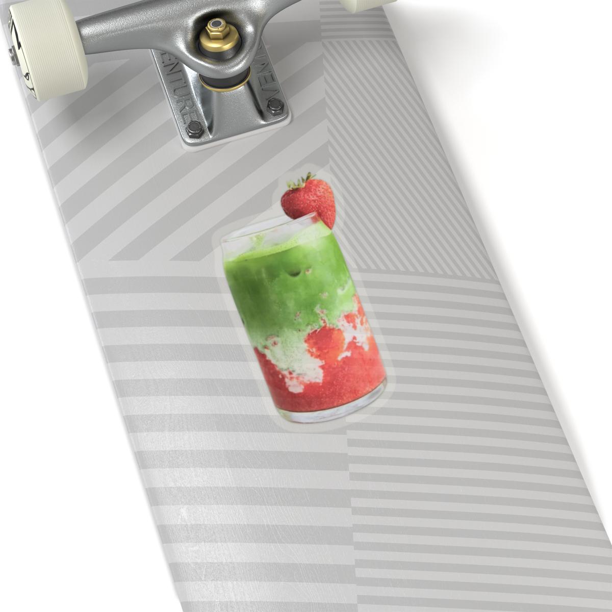 Strawberry Matcha Latte Vinyl Sticker | Cute Drink Decal for Laptop, Water Bottle, Journal & Planner