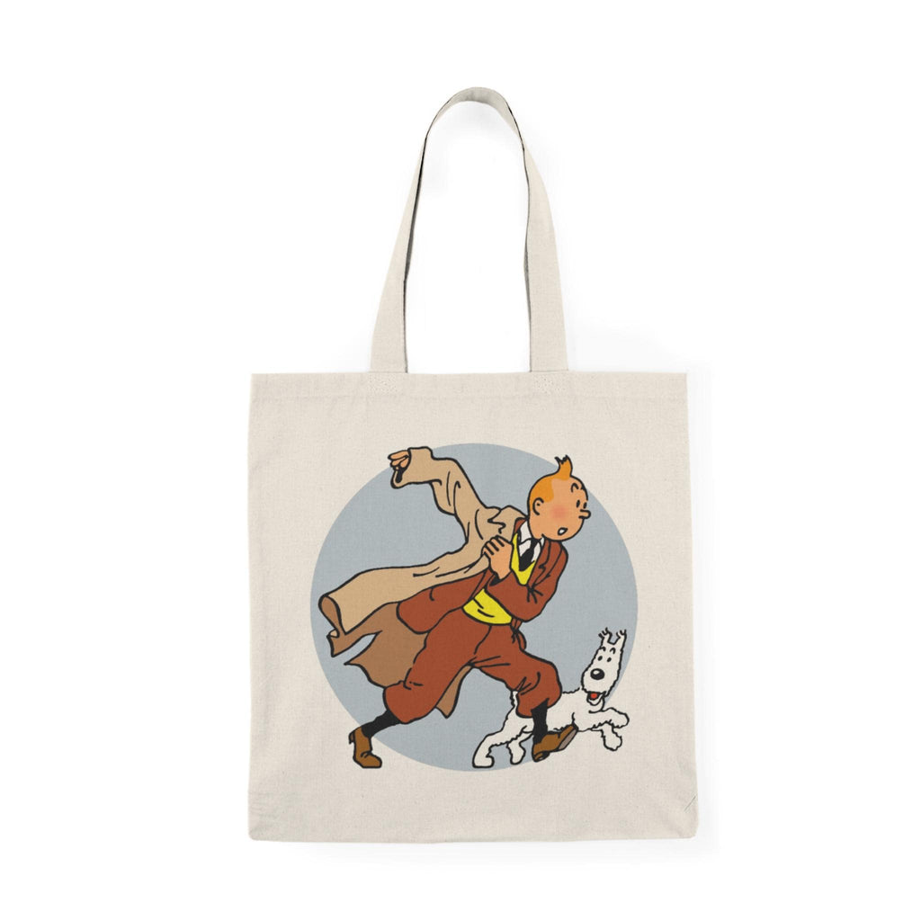The Adventures of Tintin, Natural Canvas Bag, Eco-Friendly Shoulder Bag, Animation Illustration, Childhood Nostalgia, Sustainable Gift