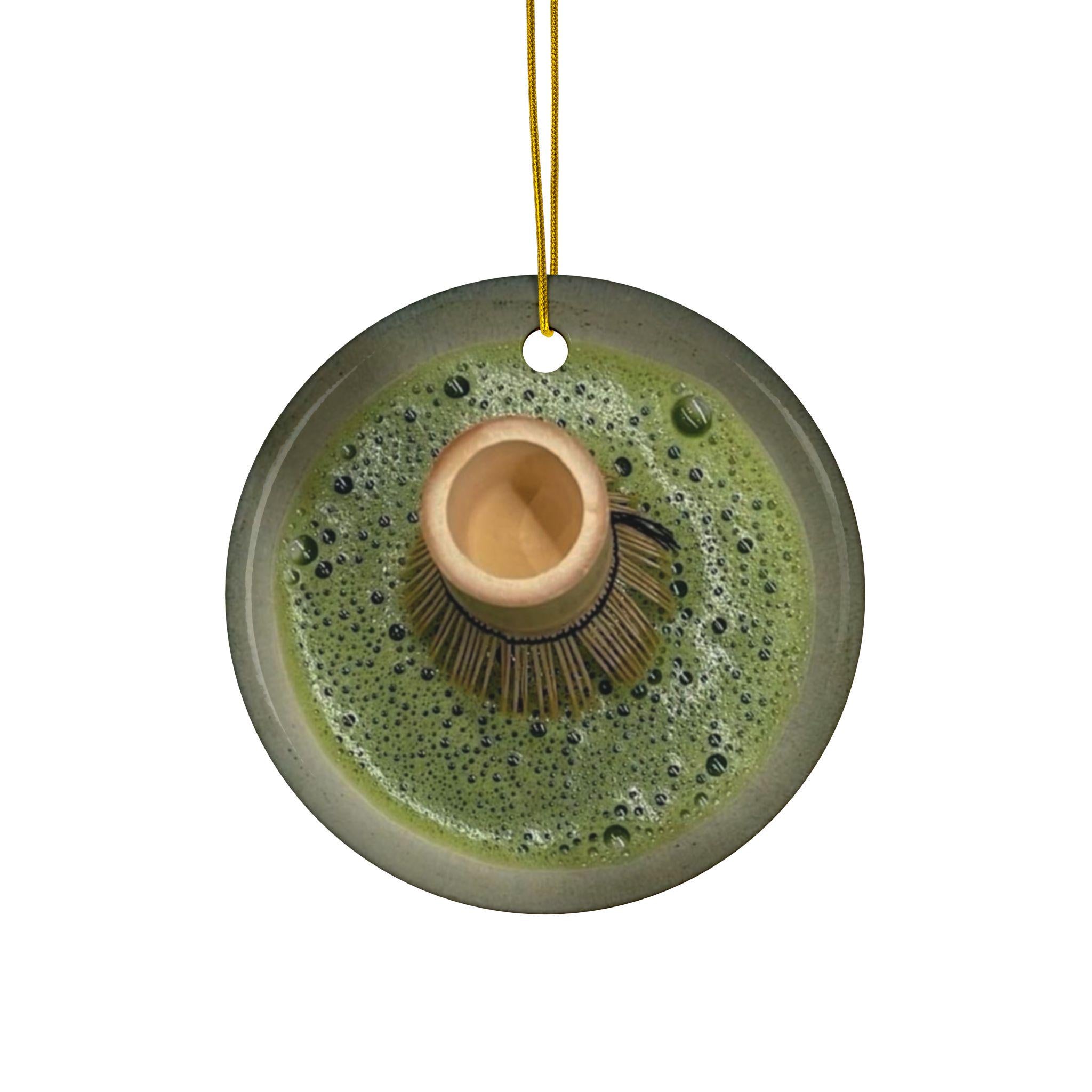 Matcha Ornament, Double Sided Holiday Decor for Matcha Green Tea Lovers and Enthusiasts, Christmas Tree Decoration, Best Gift - Flat Surface