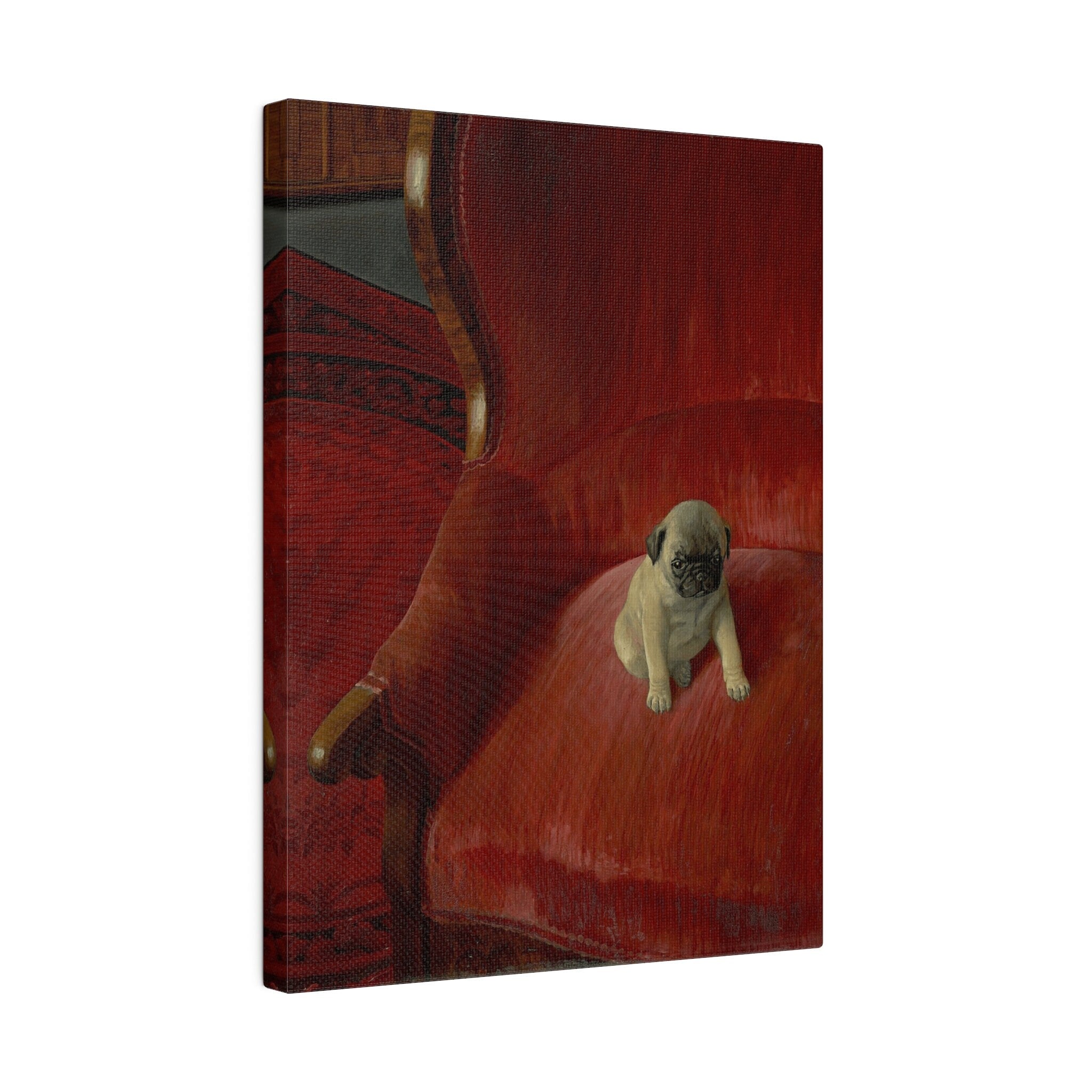 Thomas Heine Siegfried Canvas Print, French Bulldog on Red Chair, Jugendstil Inspired Canvas Art, Perfect Gift for Dog Lovers