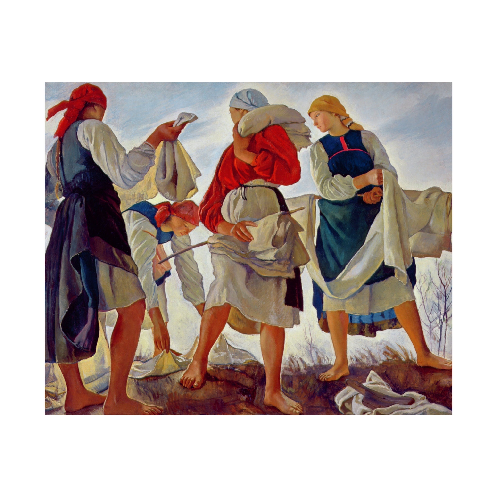 Zinaida Serebriakova Print Bleaching Cloth, Whitening Canvas, Classic Russian Painting Wall Decor Fine Art Reproduction