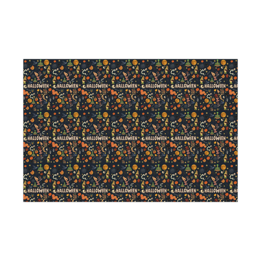 Vintage Halloween Wrapping Paper | Cute Ghosts, Witch Hats, Bats, & More | Perfect Gift Wrap