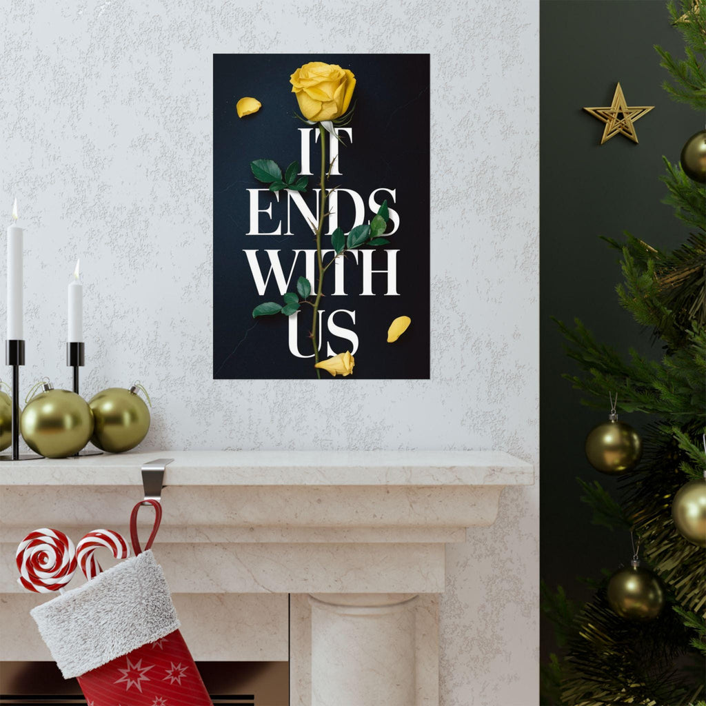 It Ends With Us Book Cover Poster - Yellow Rose & Thorns Illustration - Colleen Hoover Art Print - Gift for Readers